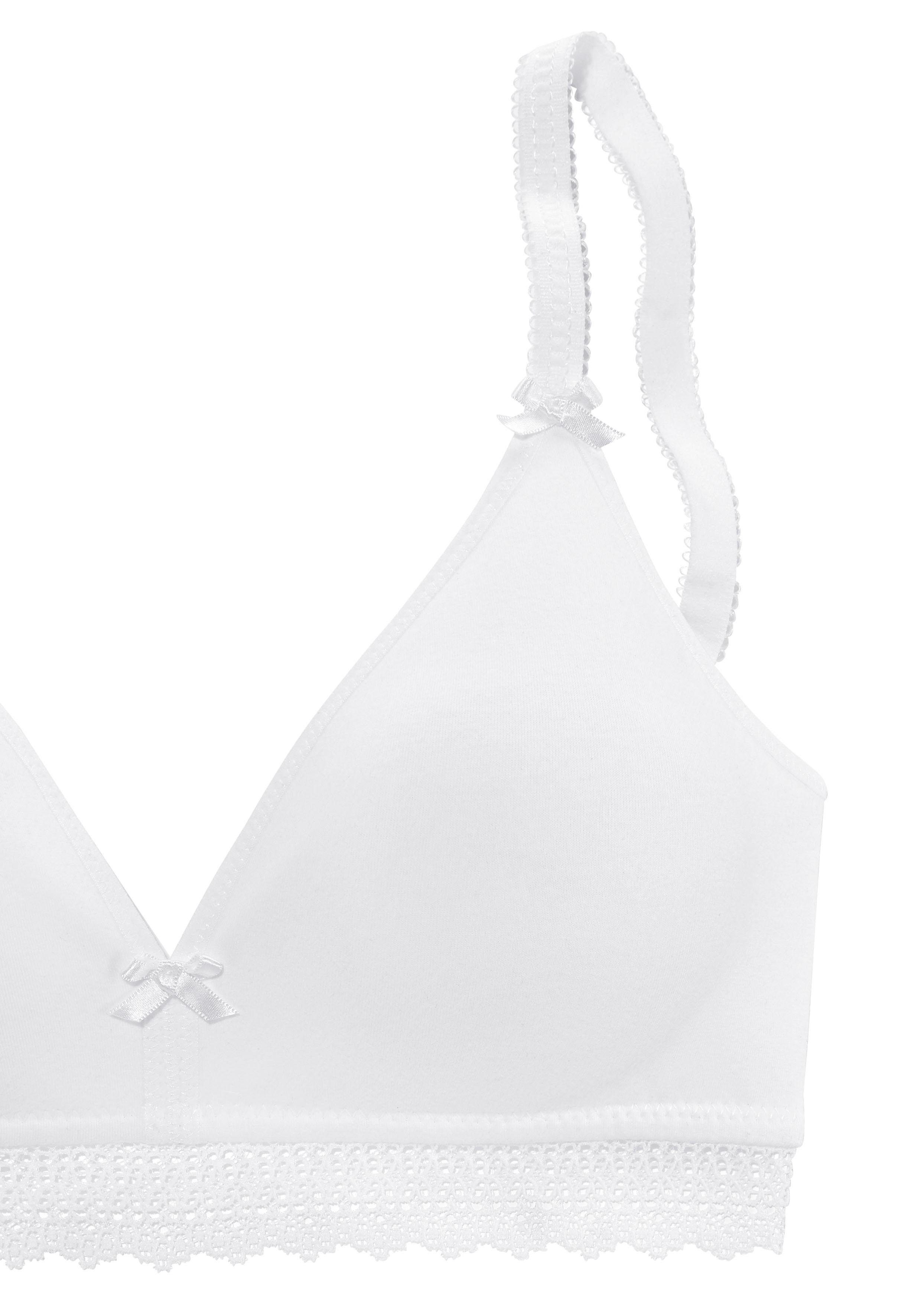 petite fleur Bralette-BH (Packung, 2 Stück) ohne Bügel mit Spitzenband, aus weicher Baumwolle, Basic Dessous