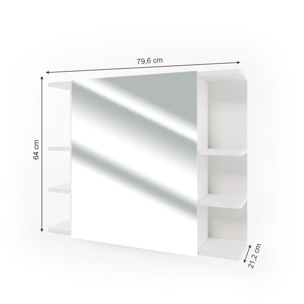 Vicco Badezimmerspiegelschrank Fynn, Weiß, 80 x 64 cm (1-St) – Bild 3 von 5