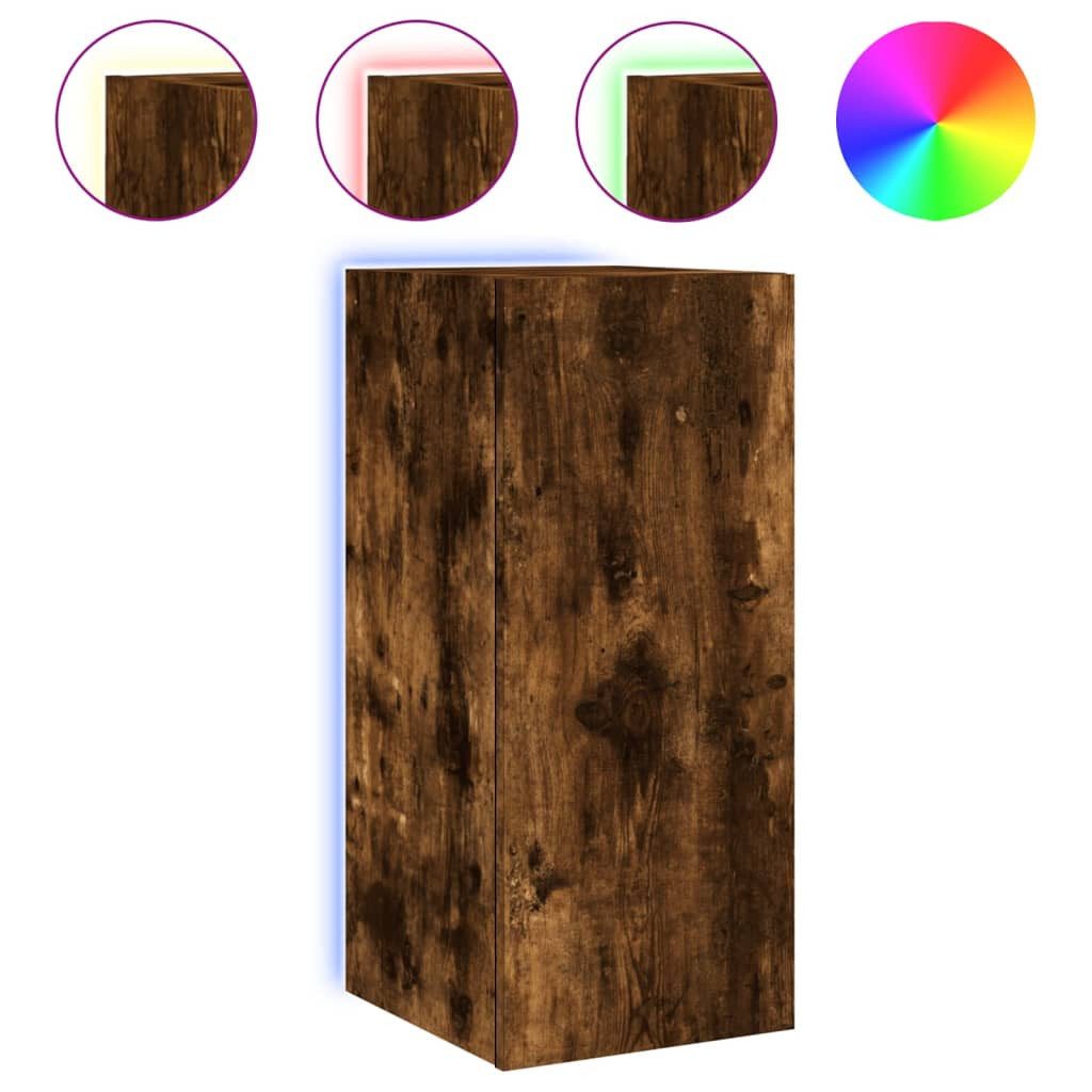vidaXL TV-Wand TV-Wandschrank mit LED-Leuchten Räuchereiche günstig online kaufen