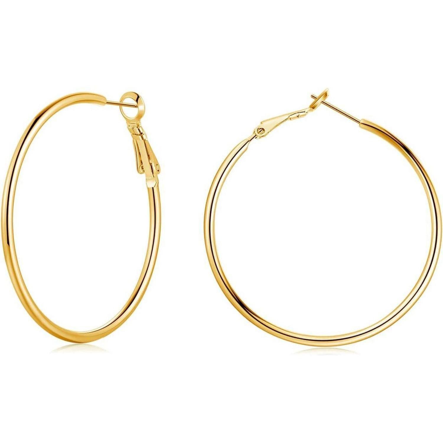 Valentinstagsgeschenk LuxusKollektion Schmuckset Creolen Silber 925 Set Damen Klappcreolen Huggie 40mm Gold 40mm