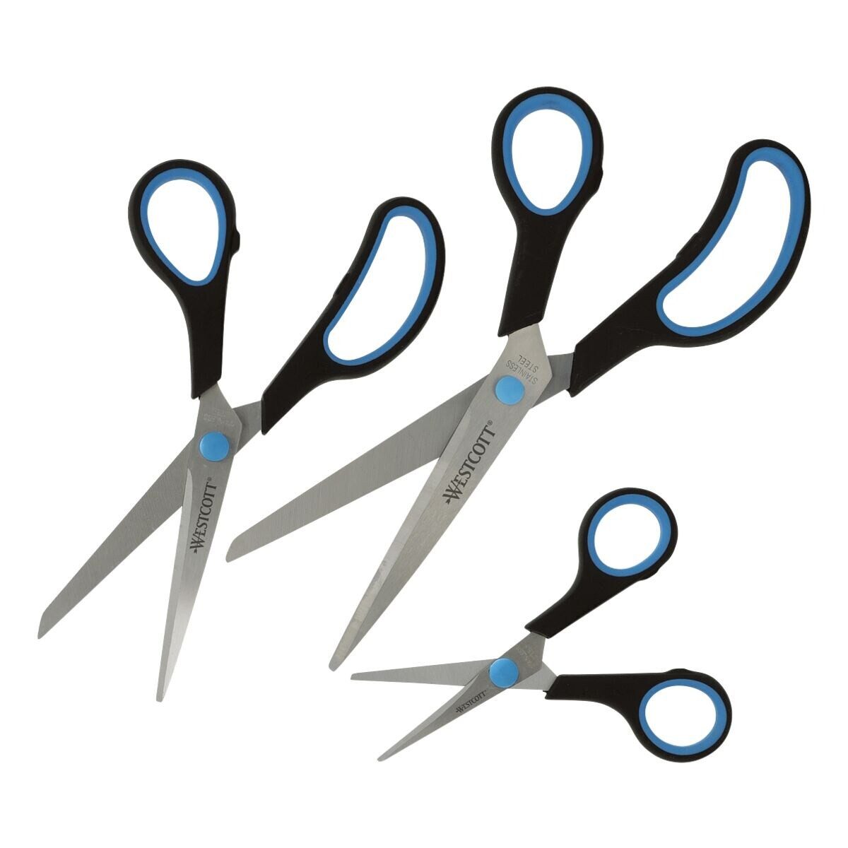 WESTCOTT Scheren-Set Easy Grip, (3-tlg), 14/ 20/ 24,5 cm, für Rechtshänder