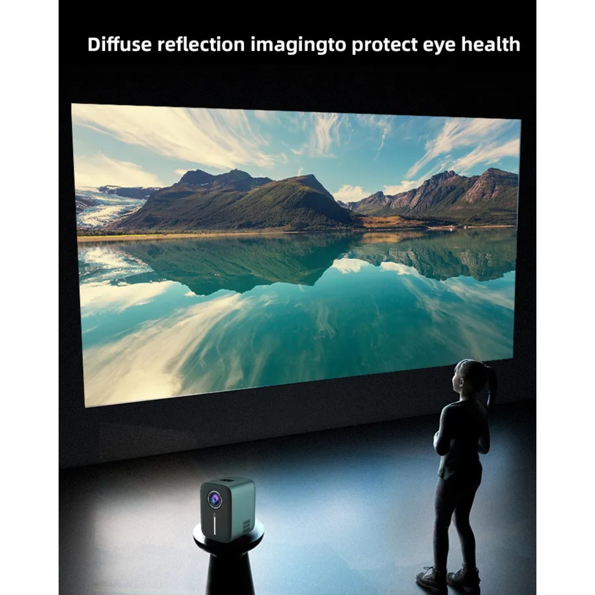 Full Size Portable Projector HD Mirror Cast, Small (2000:1, LED-Beamer Mobile TransJee 1920*1080 Infrarot-Fernbedienung) Lautsprecher, px, Android 1080p eingebaute