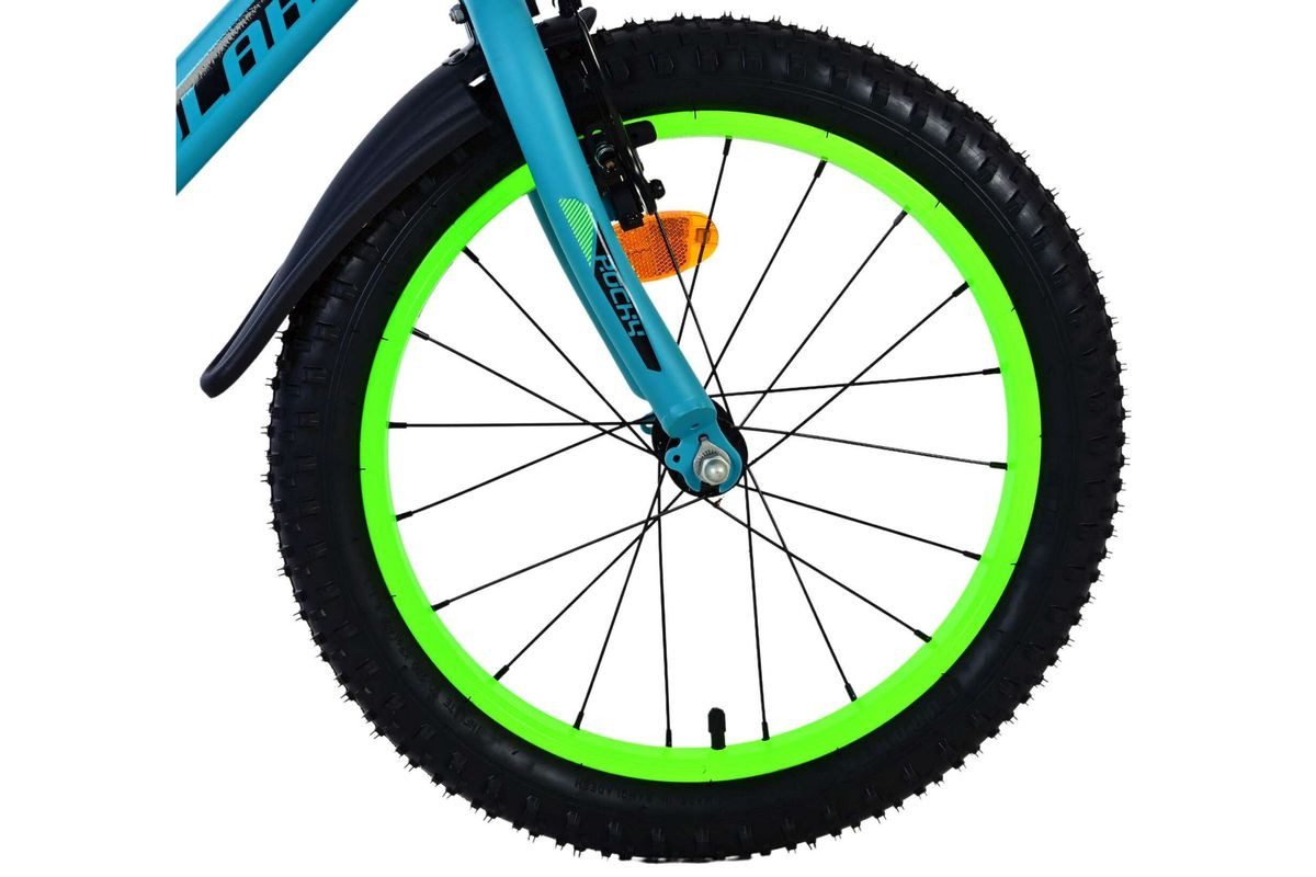 Volare Kinderfahrrad 18 Zoll Kinder Fahrrad Kinderfahrrad MTB Rad Bike Rocky Grün 51852, 1 Gang, Rücktritt, Seitenständer, Schutzbleche, Kettenschutz