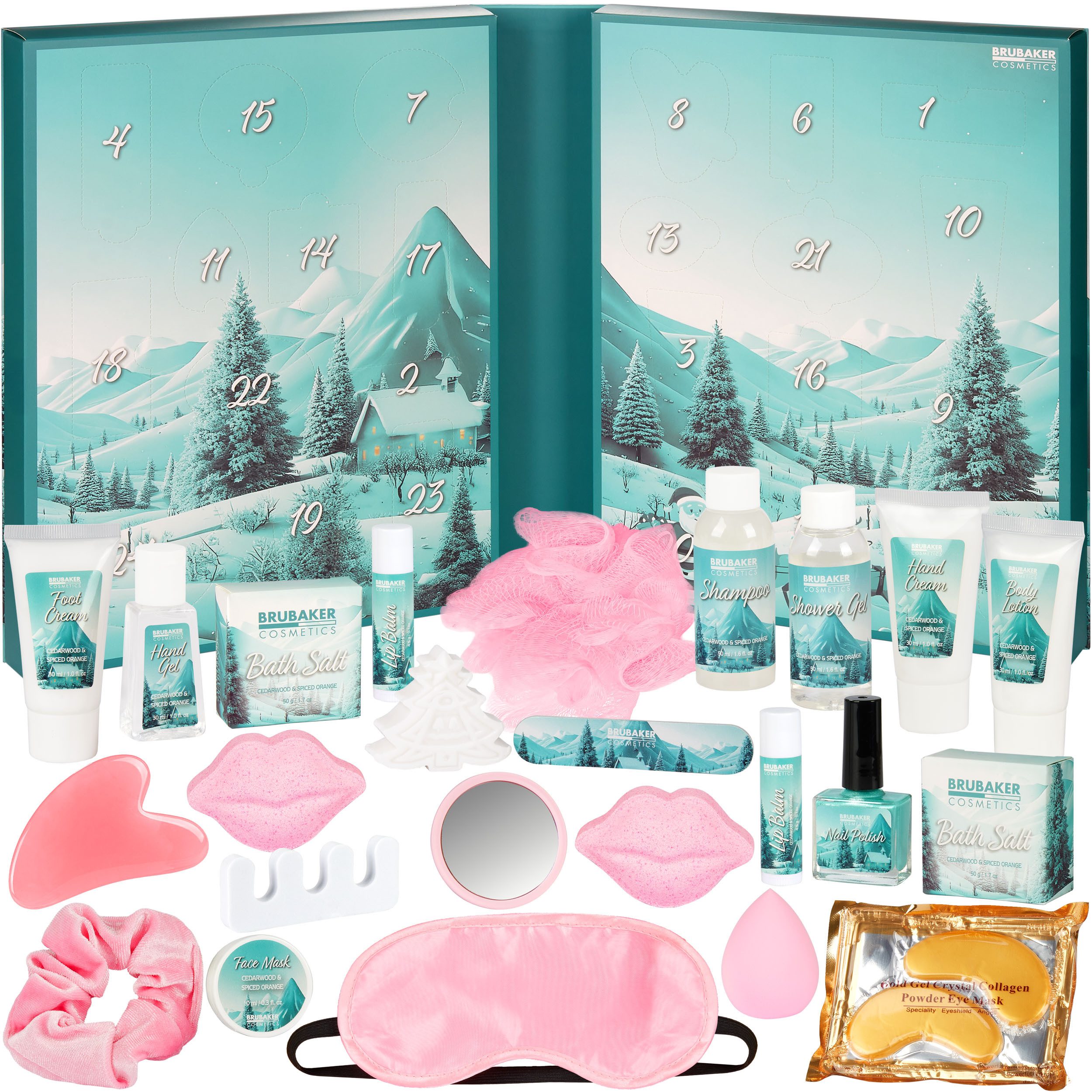 BRUBAKER Косметический адвент-календарь XXL Beauty Календари 2025 - Weihnachtskalender zum Aufklappen (Groß - In Buch Form, 1-tlg), 24 Spa Überraschungen für Frauen und Mädchen - Wellness Kalender