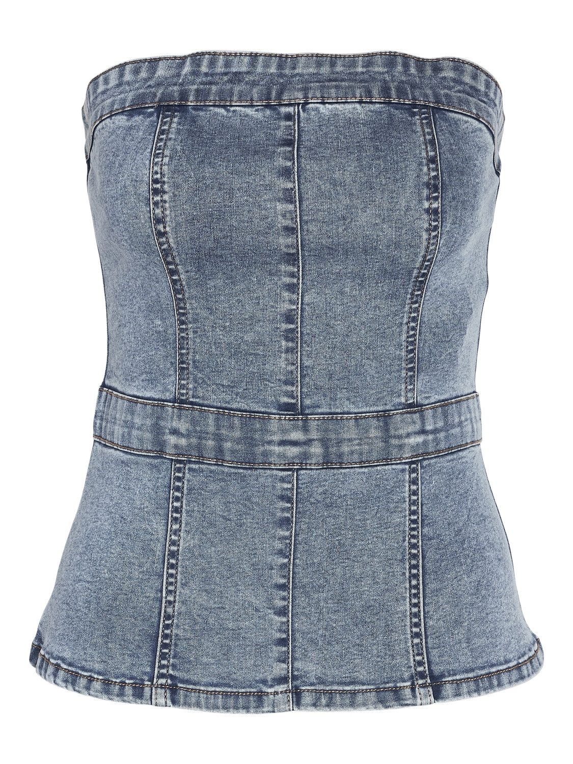 Noisy may Shirttop schulterfrei Slim Fit ärmellos Denim NMMIRA SLIM DENIM T günstig online kaufen