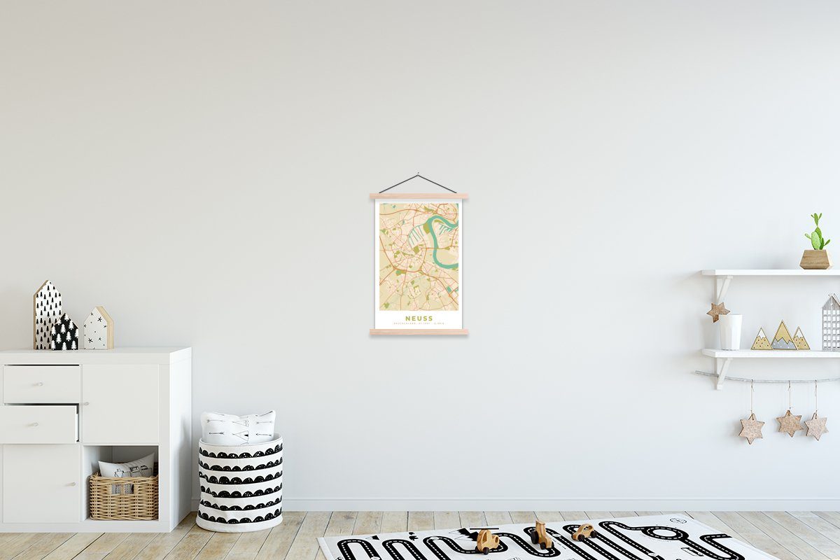 St), Textilposter Karte (1 Posterleiste, für MuchoWow - Stadtplan, Poster Bilderleiste, Jahrgang - - Neuss Magnetisch Wohnzimmer,