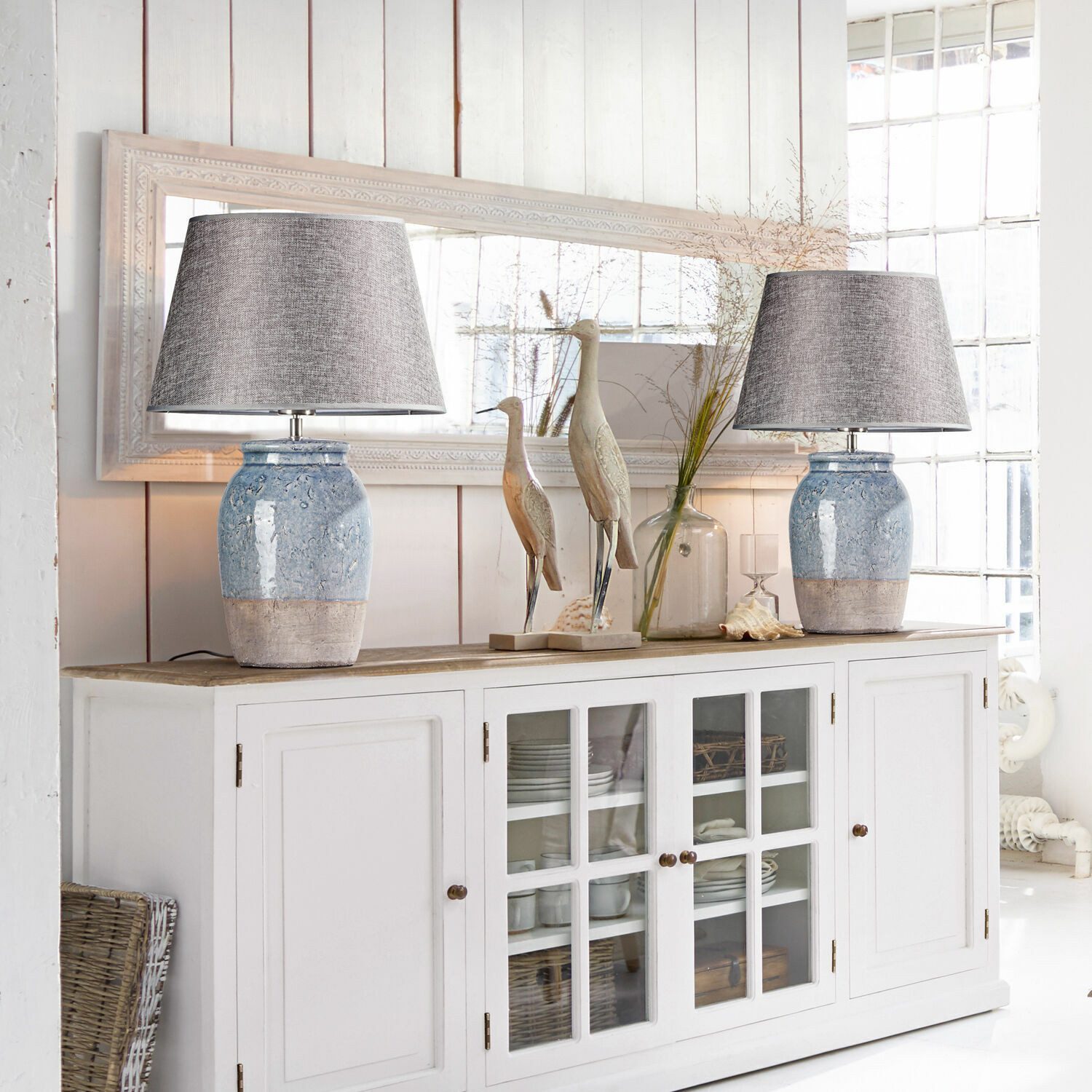 Mirabeau Tischleuchte Tischlampe Manly grau