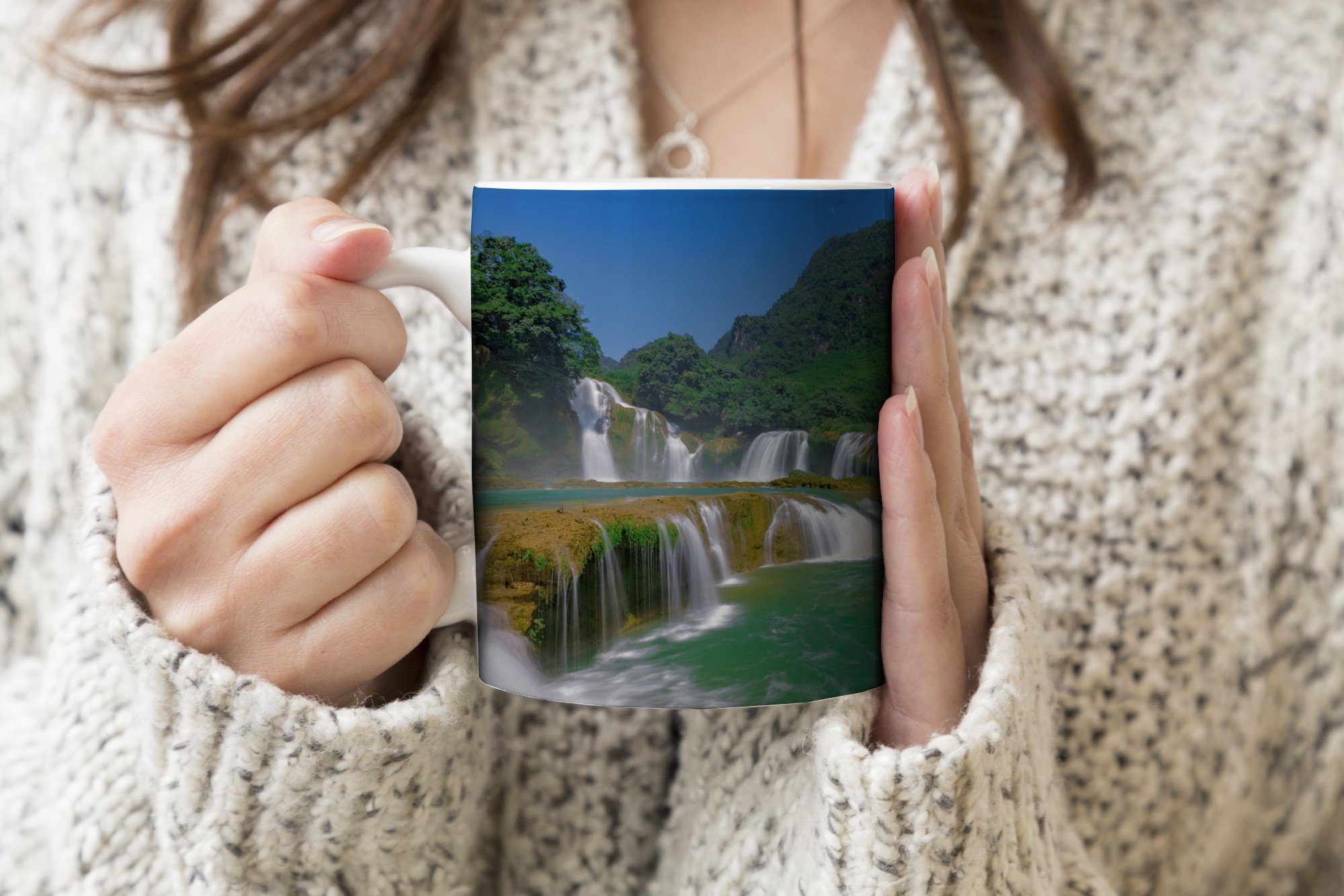 MuchoWow Tasse Wasserfälle - Teetasse, Keramik, - Kaffeetassen, Becher, Geschenk Natur, Teetasse, Berge