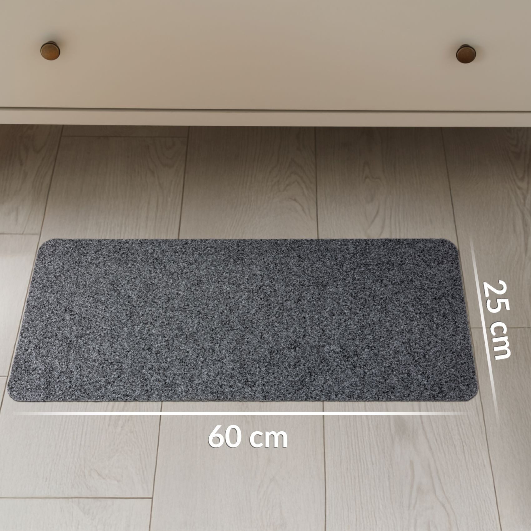 ANRO Fußmatte POET Schuhparkplatz schmal Schmutzfangmatte Unifarben, eckig, Höhe: 3 mm, Schuh-Abstellplatz rutschfest 25x60cm Kräusel Grau wasserdicht – Bild 5 von 5