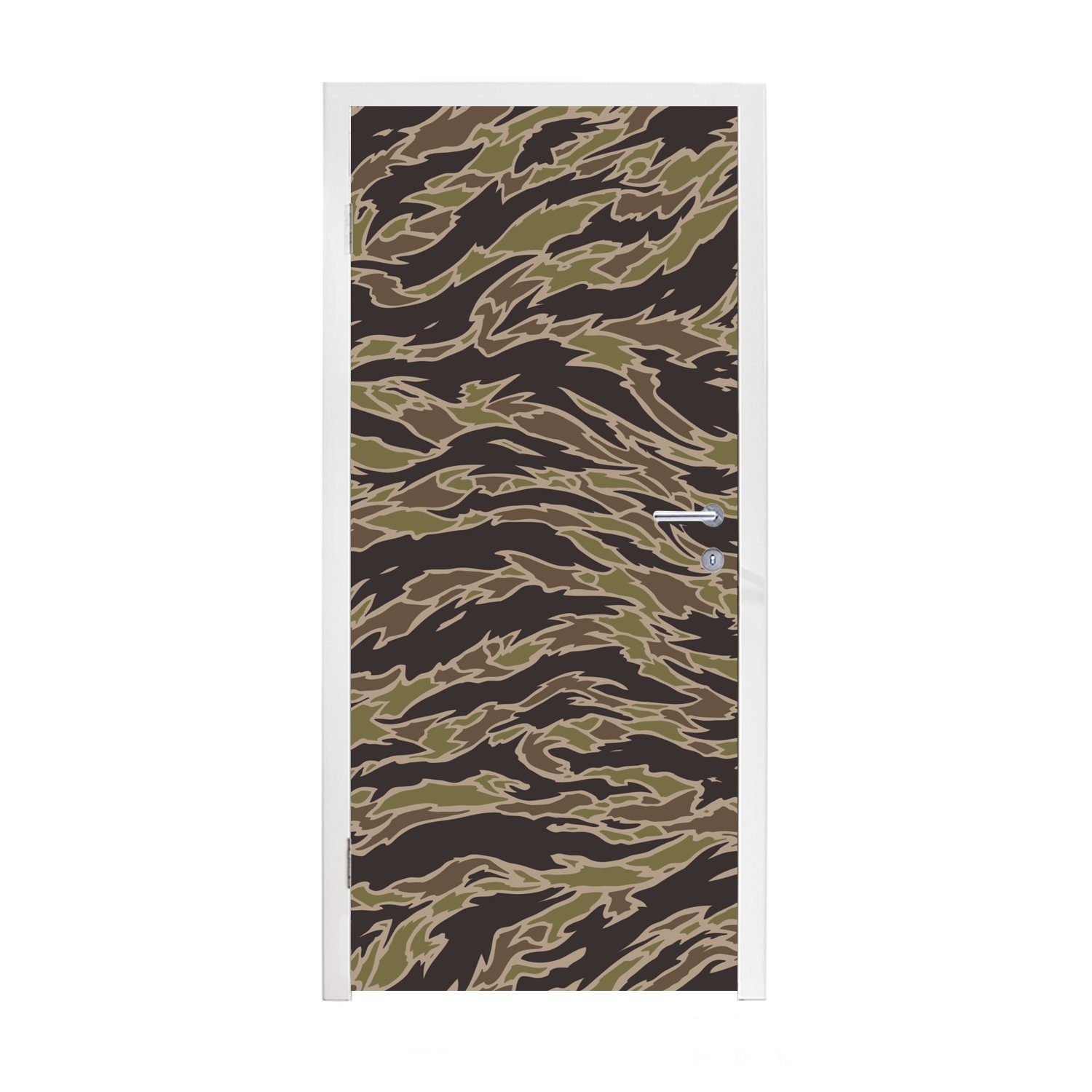 MuchoWow Türtapete Camouflage-Muster mit Streifen, Matt, bedruckt, (1 St), Fototapete für Tür, Türaufkleber, 75x205 cm