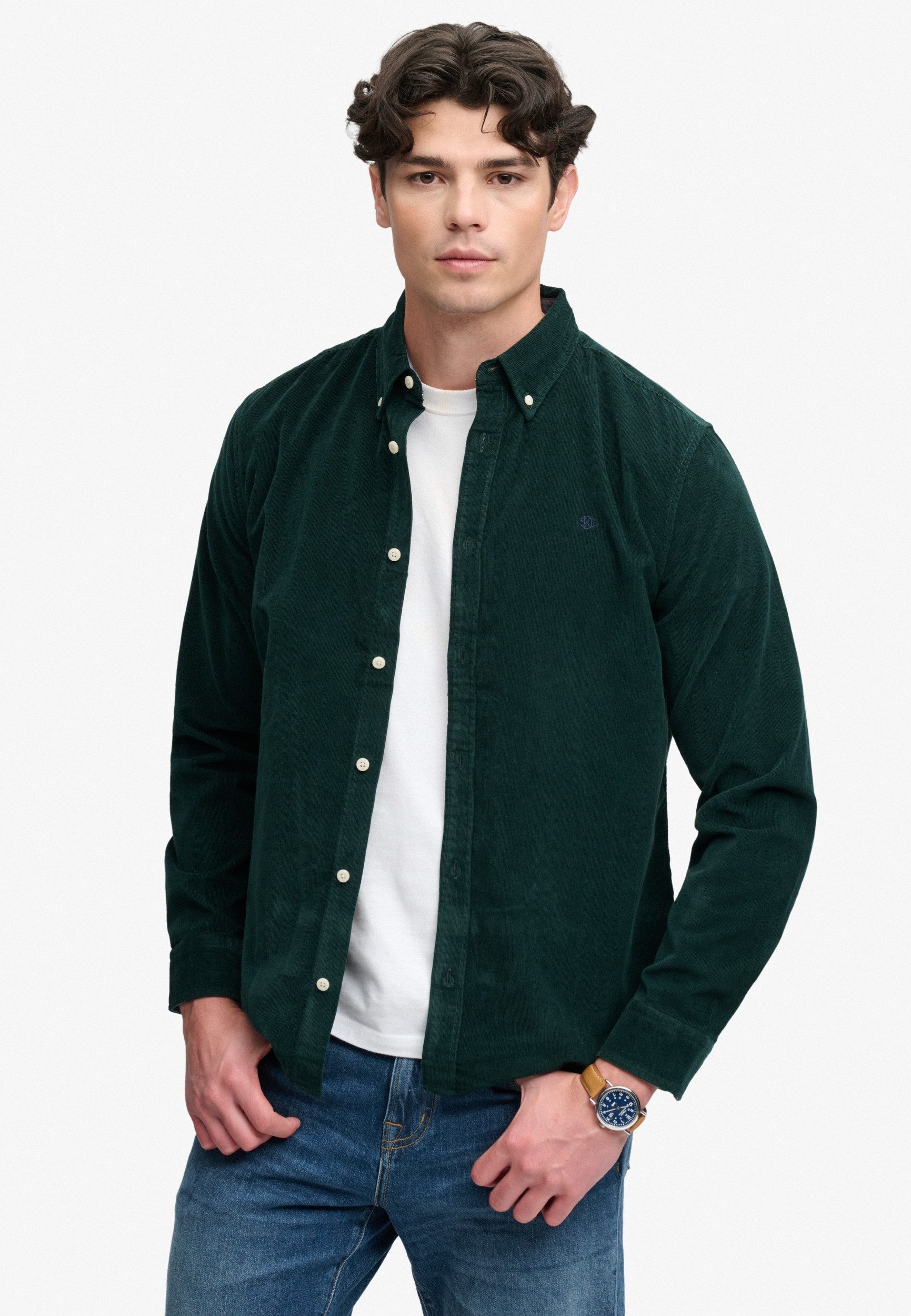 Superdry Langarmhemd CLASSIC NEEDLE CORD SHIRT Eagle Green