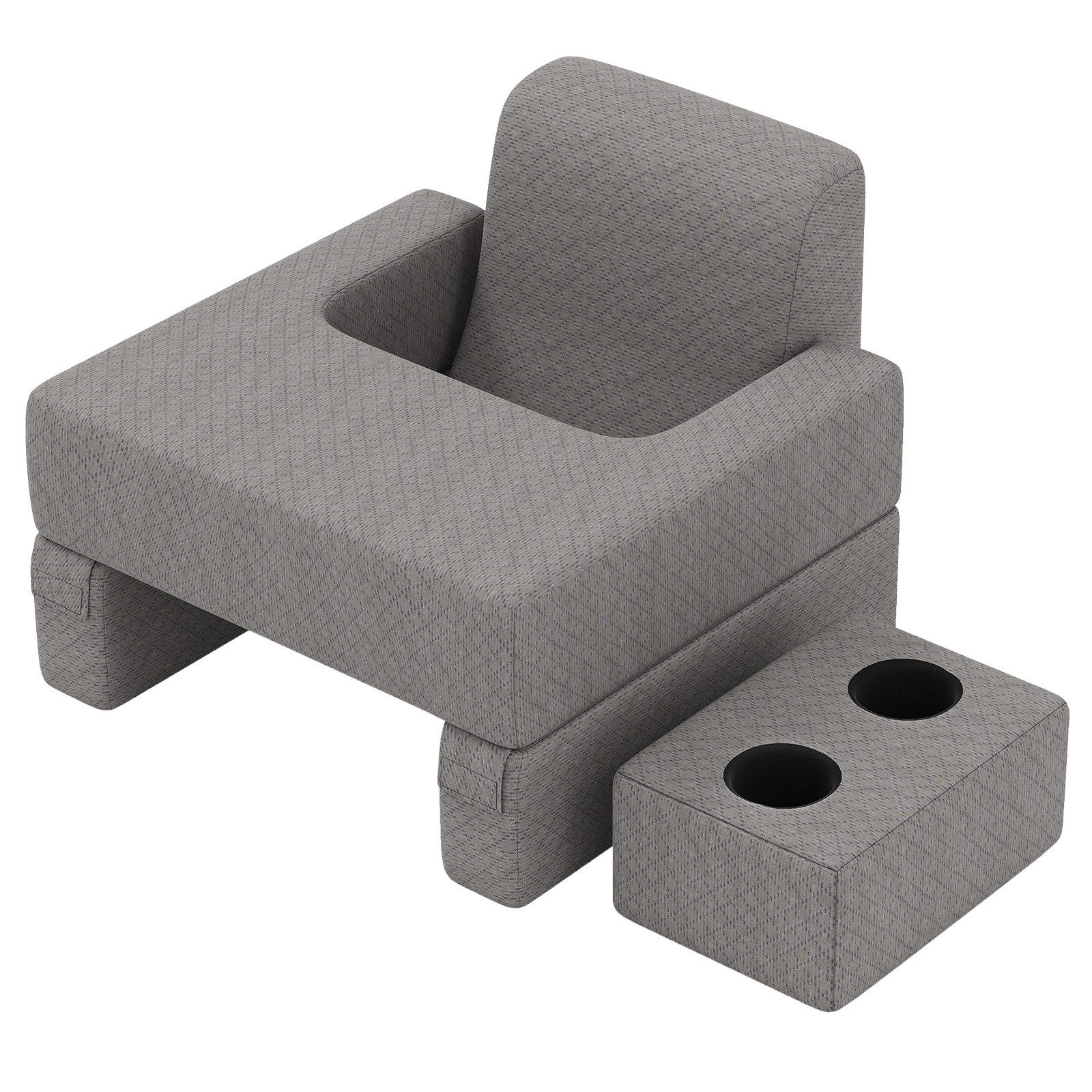 COSTWAY Rückenkissen, 3-tlg., Lesekissen für Bett und Sofa, Keilkissen-Set Grau
