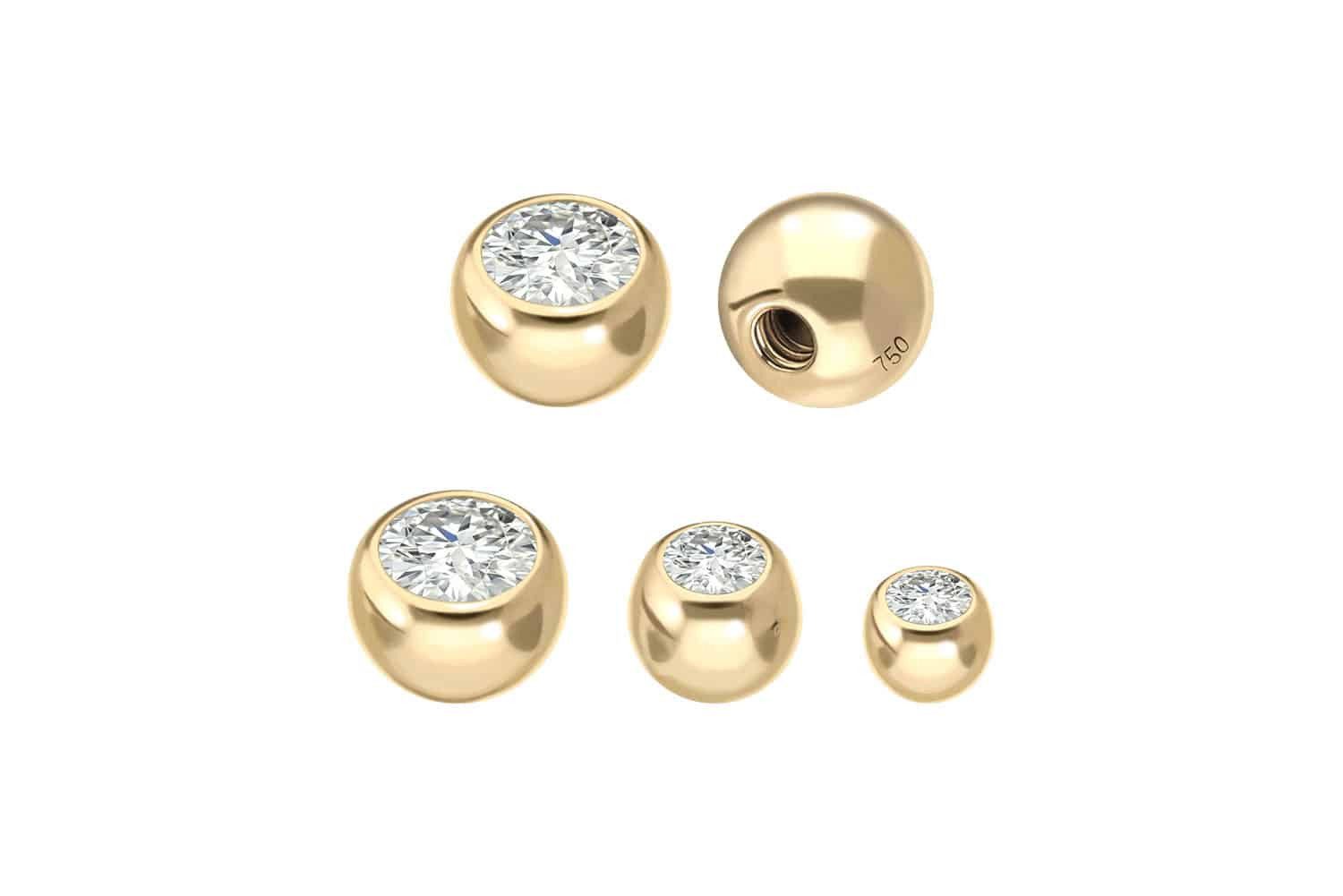 PIERCINGLINE Piercing-Set 18 Karat Gold Schraubkugel DIAMANT (Schraub-Aufsätze, 1-tlg)