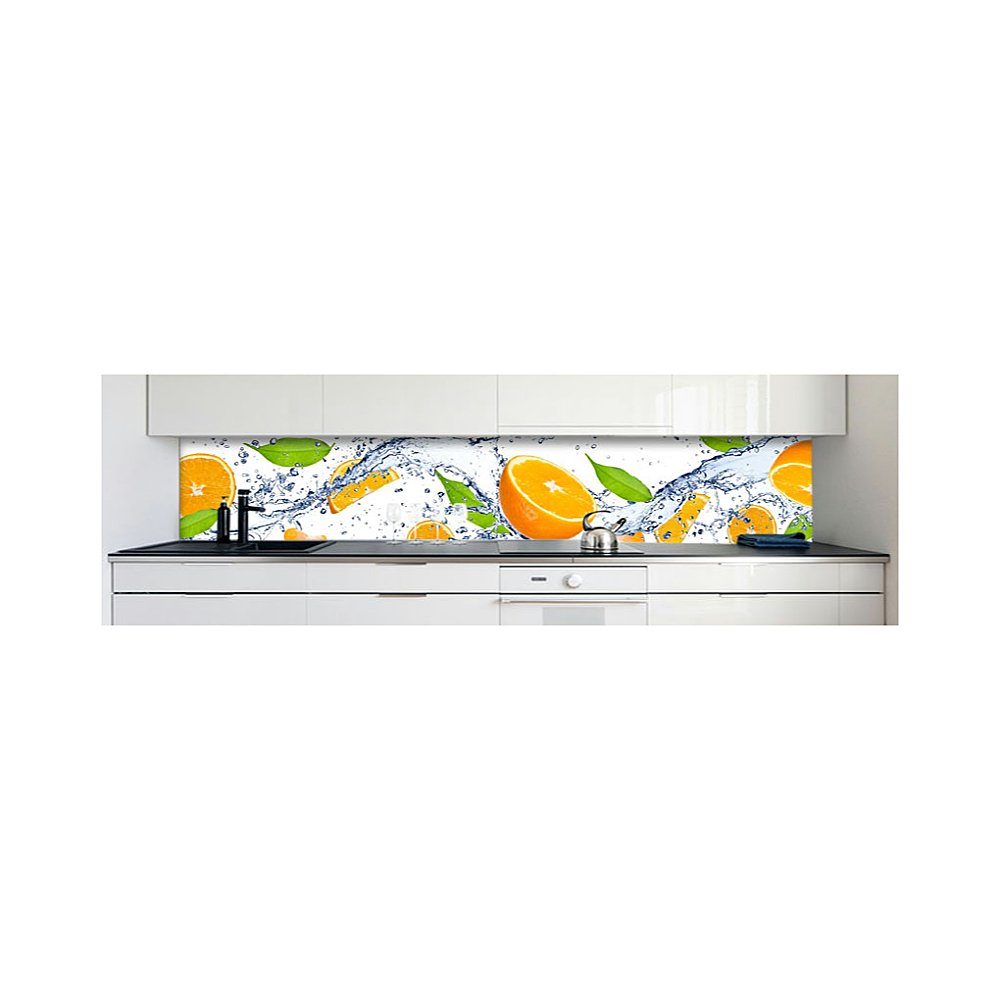 Splash Küchenrückwand mm Küchenrückwand Hart-PVC Orange selbstklebend Premium 0,4 DRUCK-EXPERT