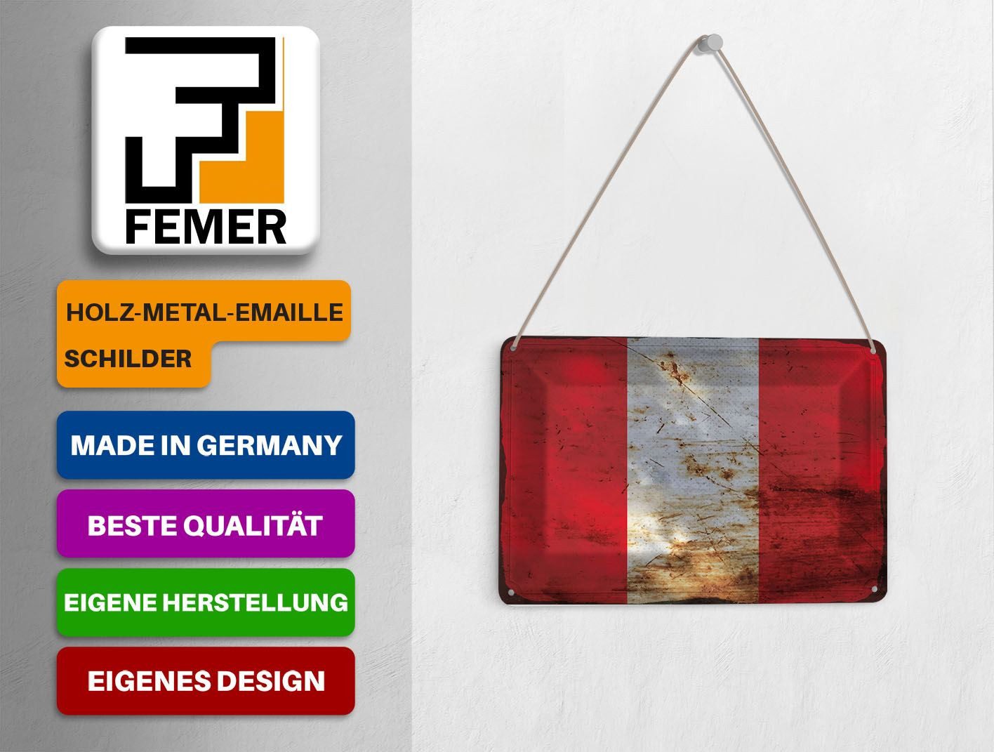 Femer GmbH Postkarte Flagge Peru 14x10 cm Flag of Peru Rost, unfrankiert