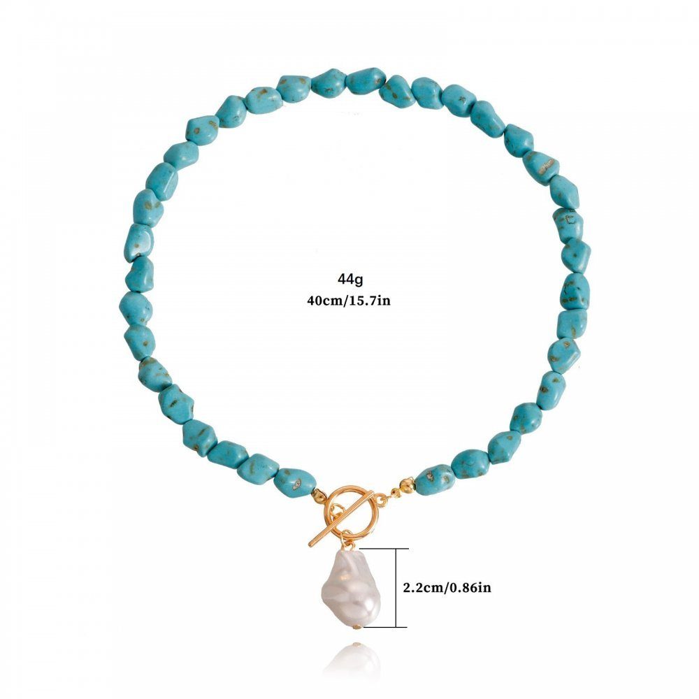 Kette Invanter Geburtstagsgeschenke für Anhänger Anhänger sie geformte türkis natürliche Unregelmäßige Perle Halskette, inkl.Geschenkbo,Valentinstagsgeschenke, mit