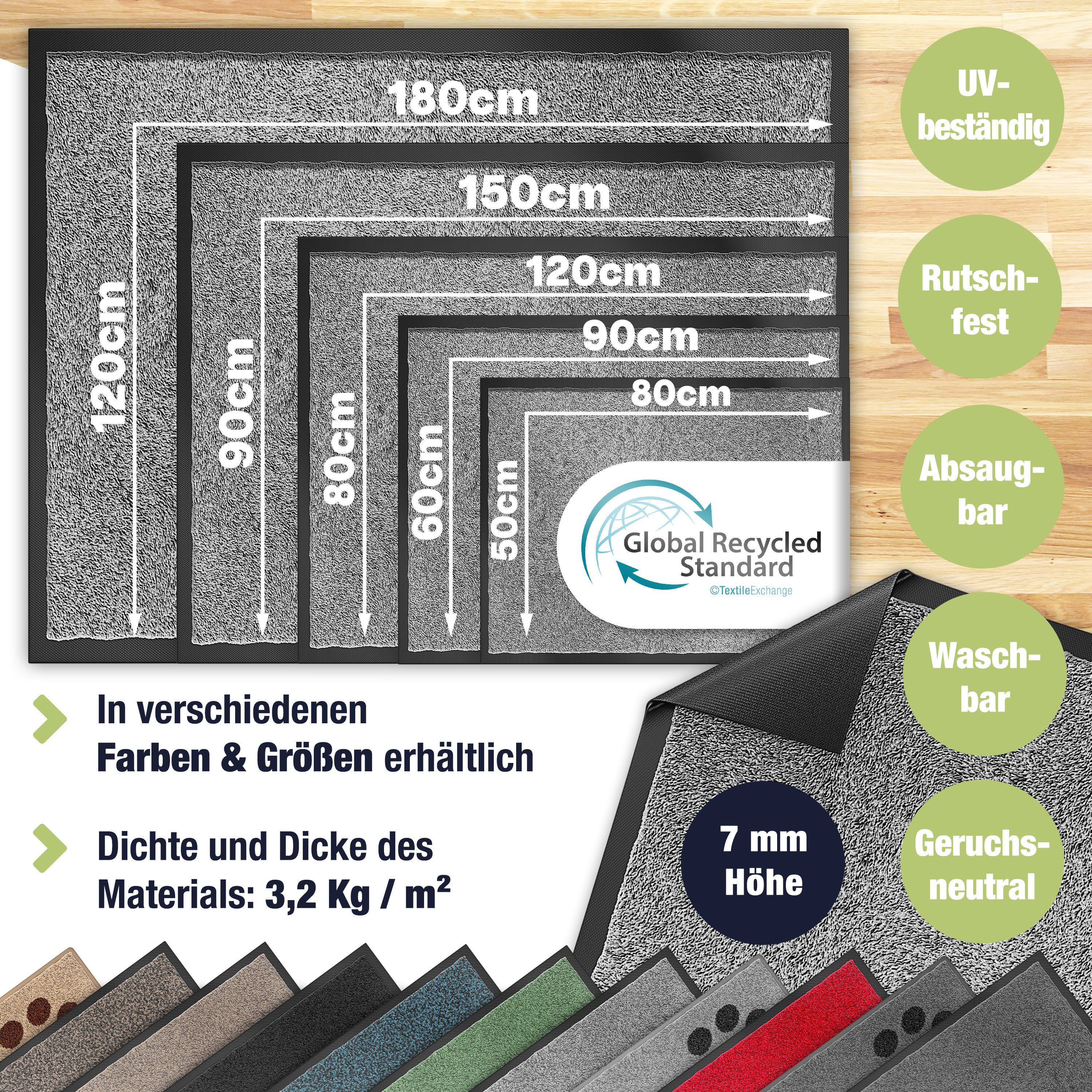 KESSER Fußmatte Schmutzfangmatte rutschfest für Innen- & Außenbereich, Höhe günstig online kaufen