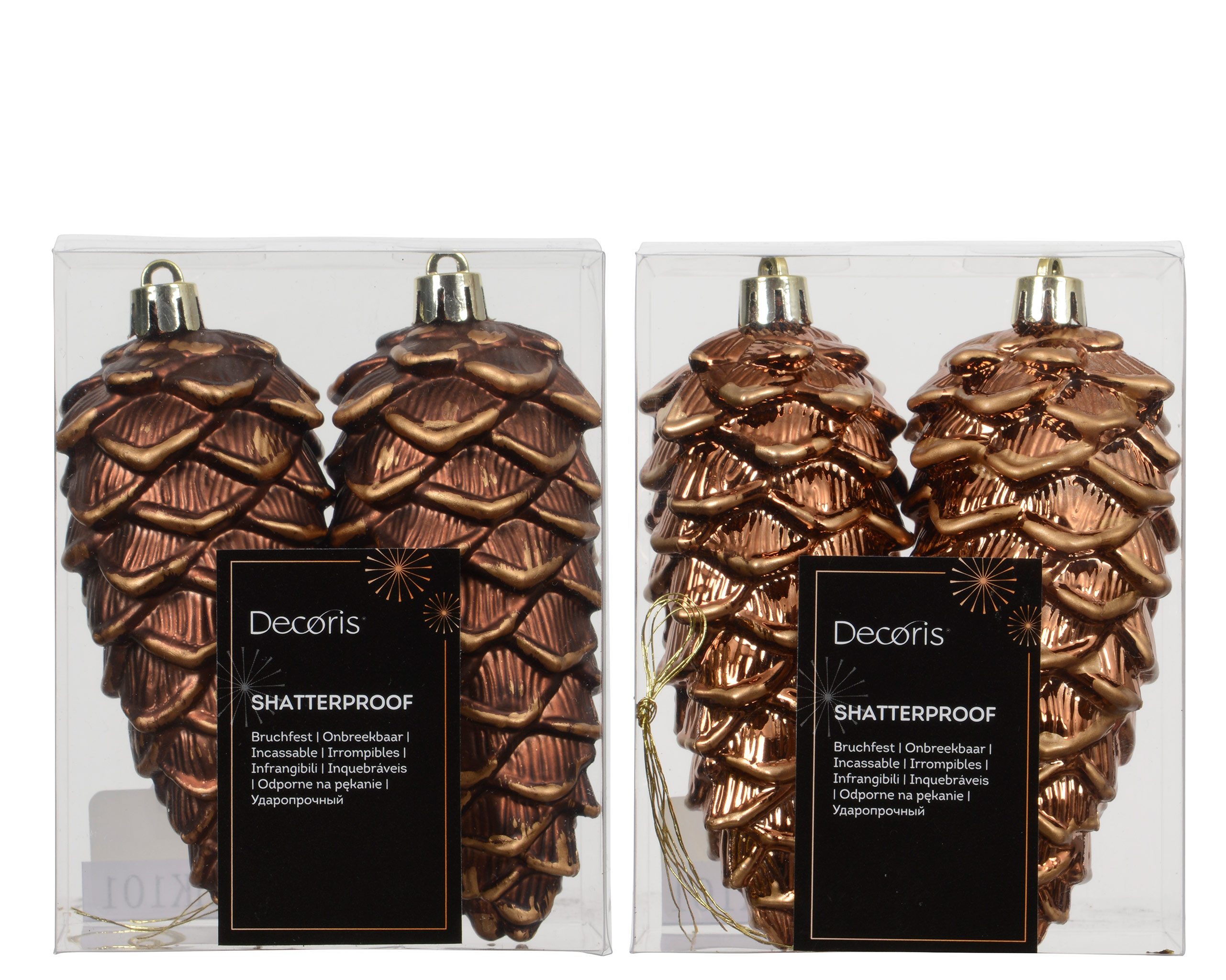 Kaemingk Christbaumschmuck, Christbaumschmuck Zapfen 12cm Kunststoff 2 Stück - Espressobraun