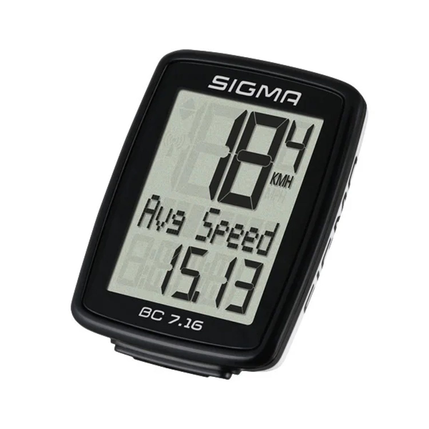 SIGMA Fahrradcomputer Kabelgebundener Fahrradzähler BC 7.16, Zykluszähler, verdrahtet, Start/Stopp, dreireihige Anzeige