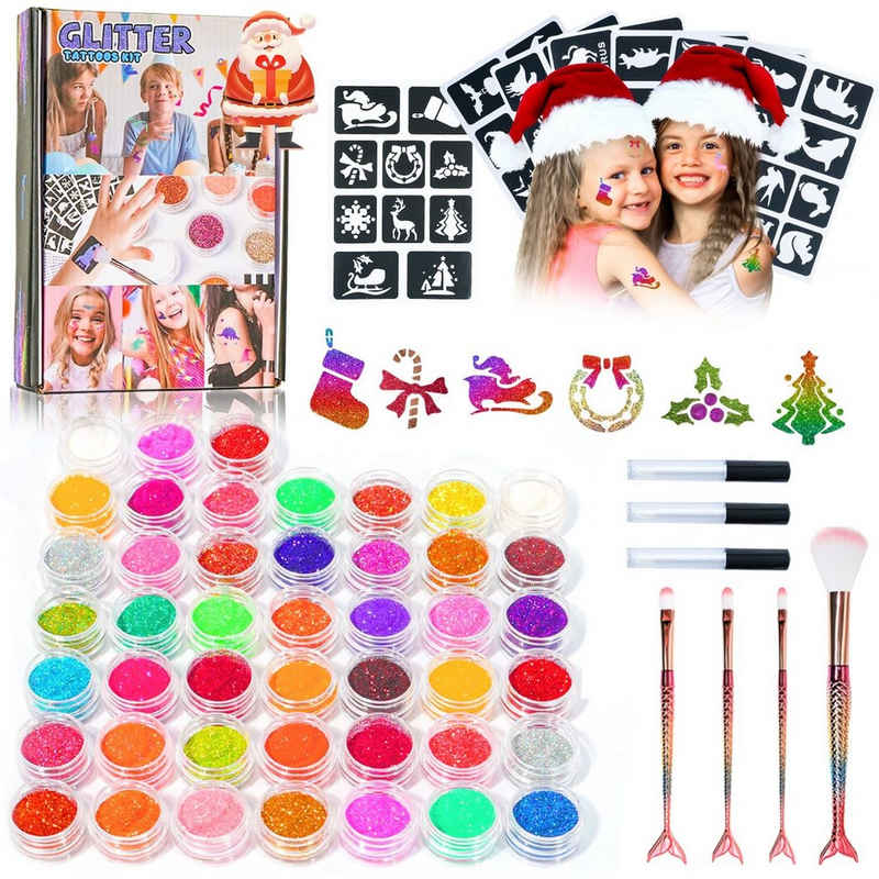 Esun Kindertattoo Glitzer Tattoo Set Kinder Jungen Mädchen, Glitzertattoos Kinder Set, 120 Strasssteine,Tatoos Kids Mädchen Glitter