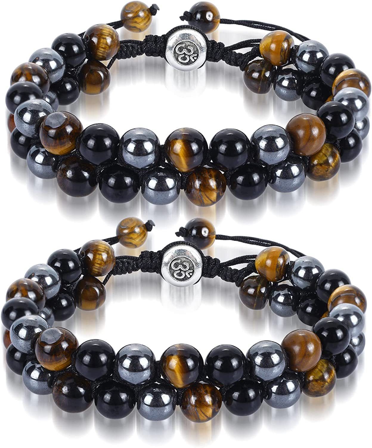 Alster Herz heilende Armband Echtes Armband (2-tlg), Naturschmuck Tigerauge, J0361 Energie, Alster Naturstein Herz Edelstein