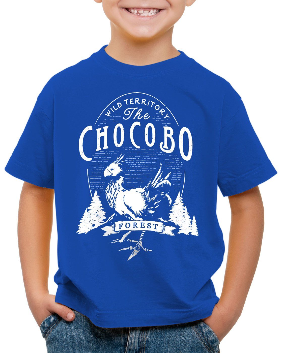 style3 Print-Shirt Kinder T-Shirt Wild Chocobo final VII Rollenspiel blau