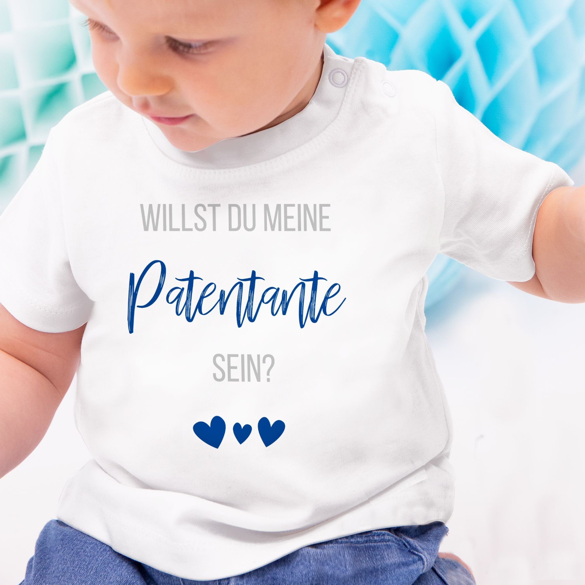 Shirtracer T-Shirt Willst du meine Marine Patentante 1 Patentante Baby sein? Weiß