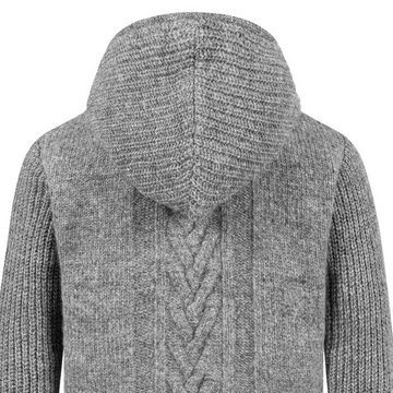 KUNST UND MAGIE Kapuzenstrickjacke Winter-Strickjacke Wolle Fleecefutter Hochkragen Kurzmantel Kapuze