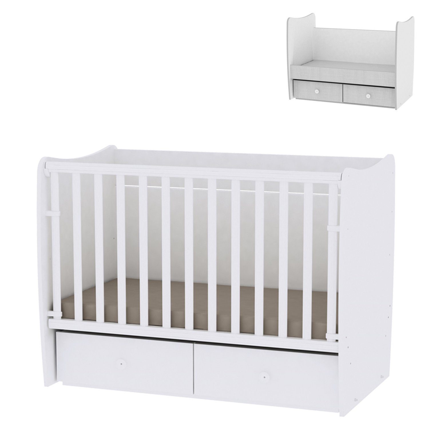 Lorelli Komplettbett »Babybett MATRIX NEW«, Babyschaukel, 2 Schubladen,  Kinderbett, 120 x 60 cm online kaufen | OTTO