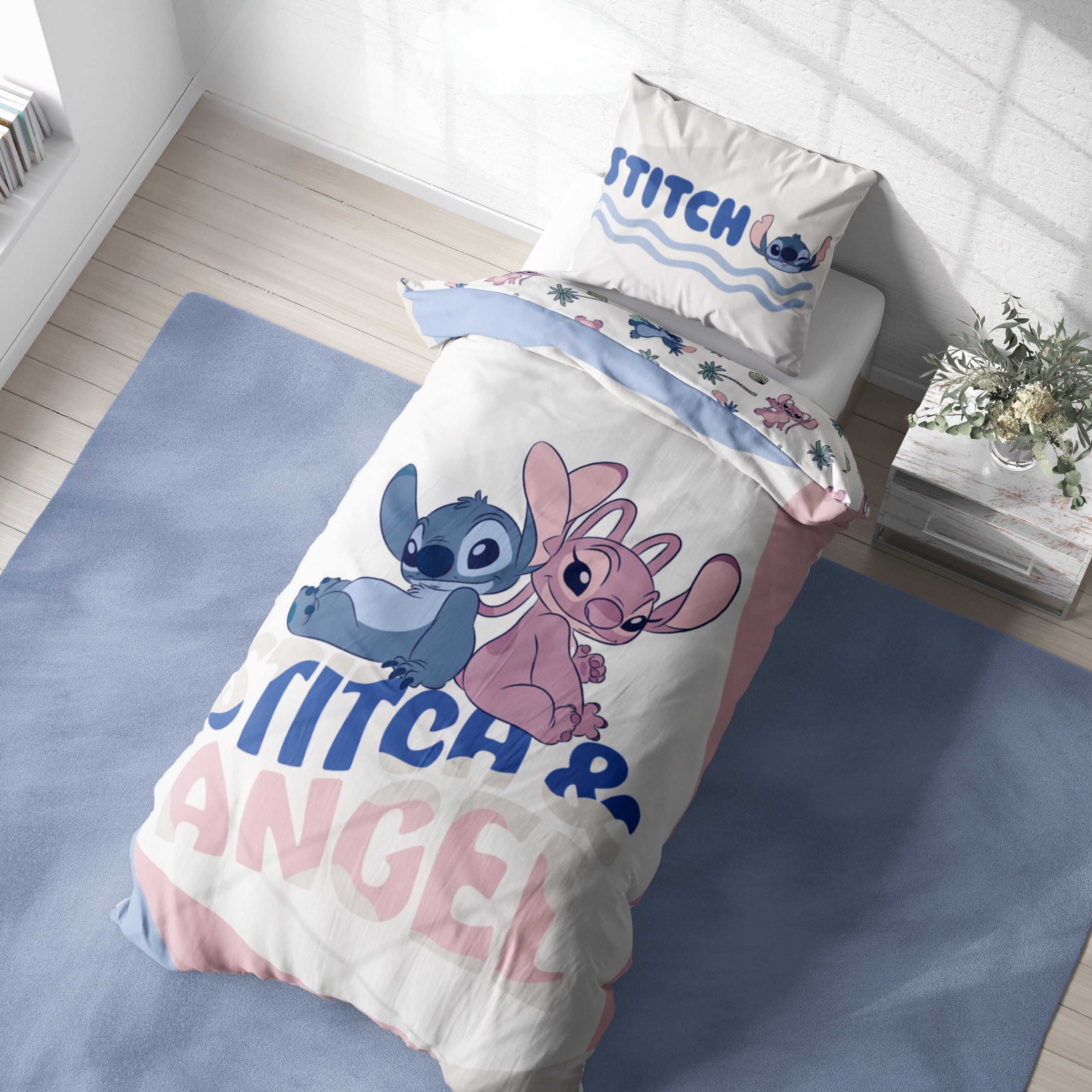 MTOnlinehandel Bettwäsche Biber, Lilo & Stitch "Wave" in 135x200 + 80x80 cm günstig online kaufen