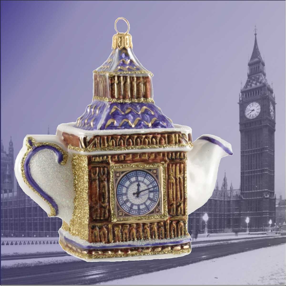 (1-tlg) Christbaum-Hänger Uhrturm 440s Christbaumschmuck Teapot 440s Londoner als