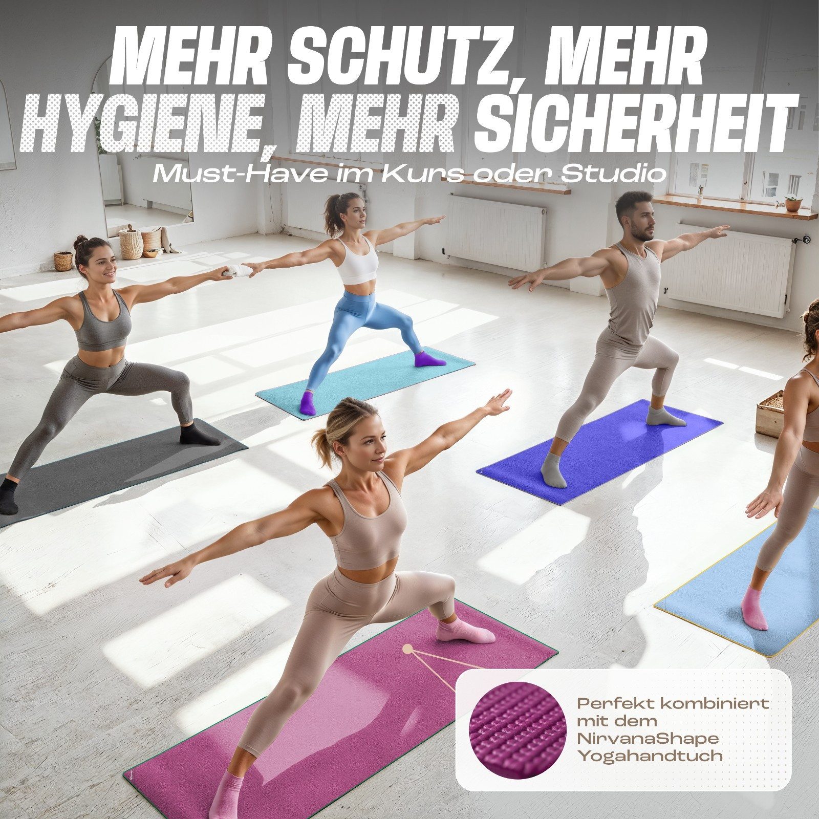 NirvanaShape Sportsocken NirvanaShape Yogasocken Damen 36-44 – Rutschfeste Pilates Socken (1-Paar)