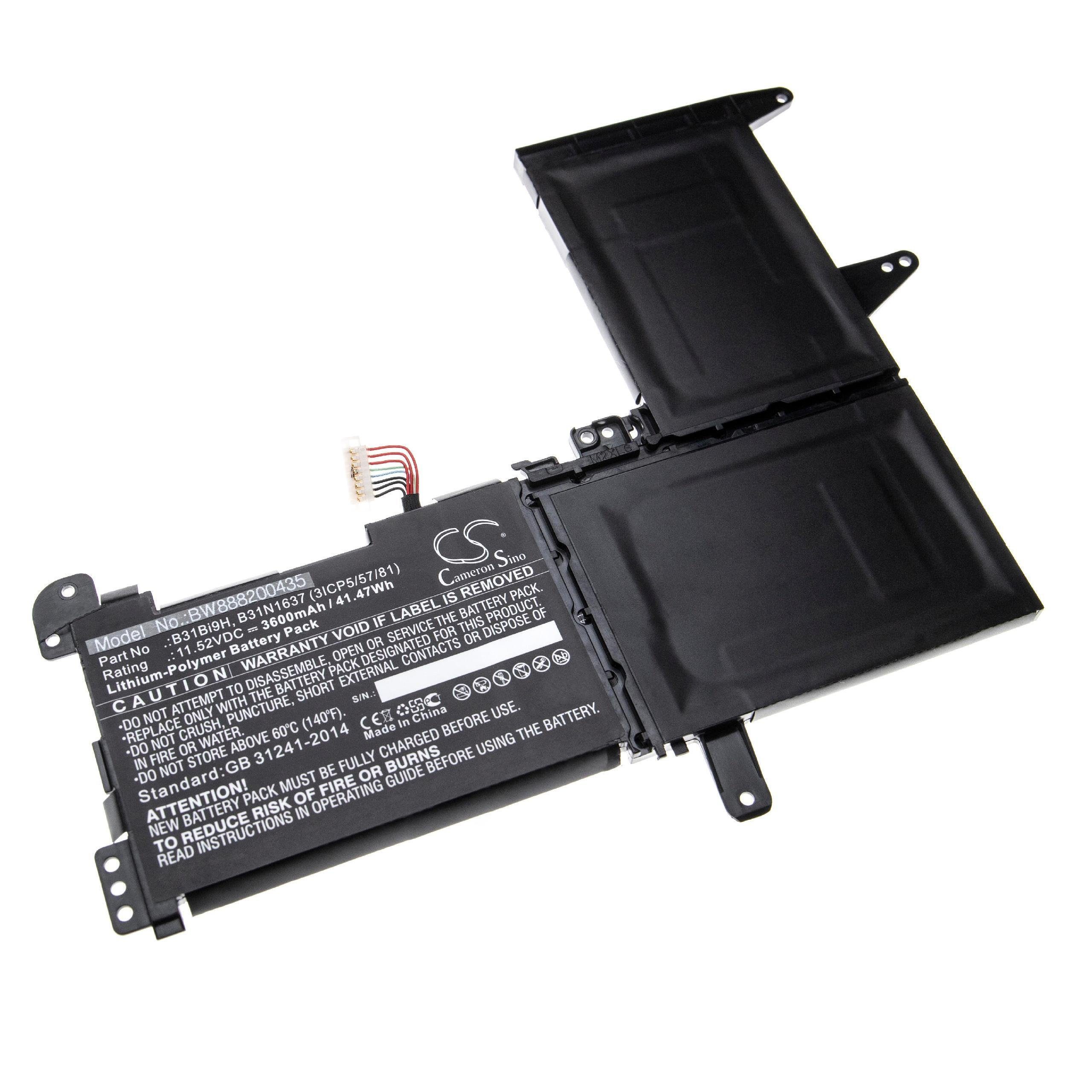 vhbw kompatibel mit Asus VivoBook S510NA-BQ149T, V) Laptop-Akku Li-Polymer mAh (11,52 S510UA-BR223T 3600