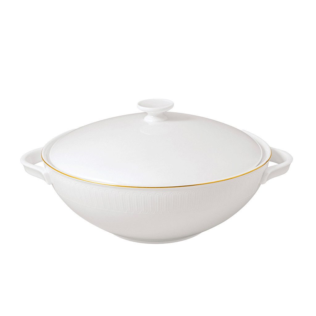 Villeroy & Boch Signature Suppenschüssel Château Septfontaines Terrine, 2200 ml, weiß/gold, Porzellan, (1-tlg), Premium Bone Porcelain, 1 Stck, spülmaschinenfest