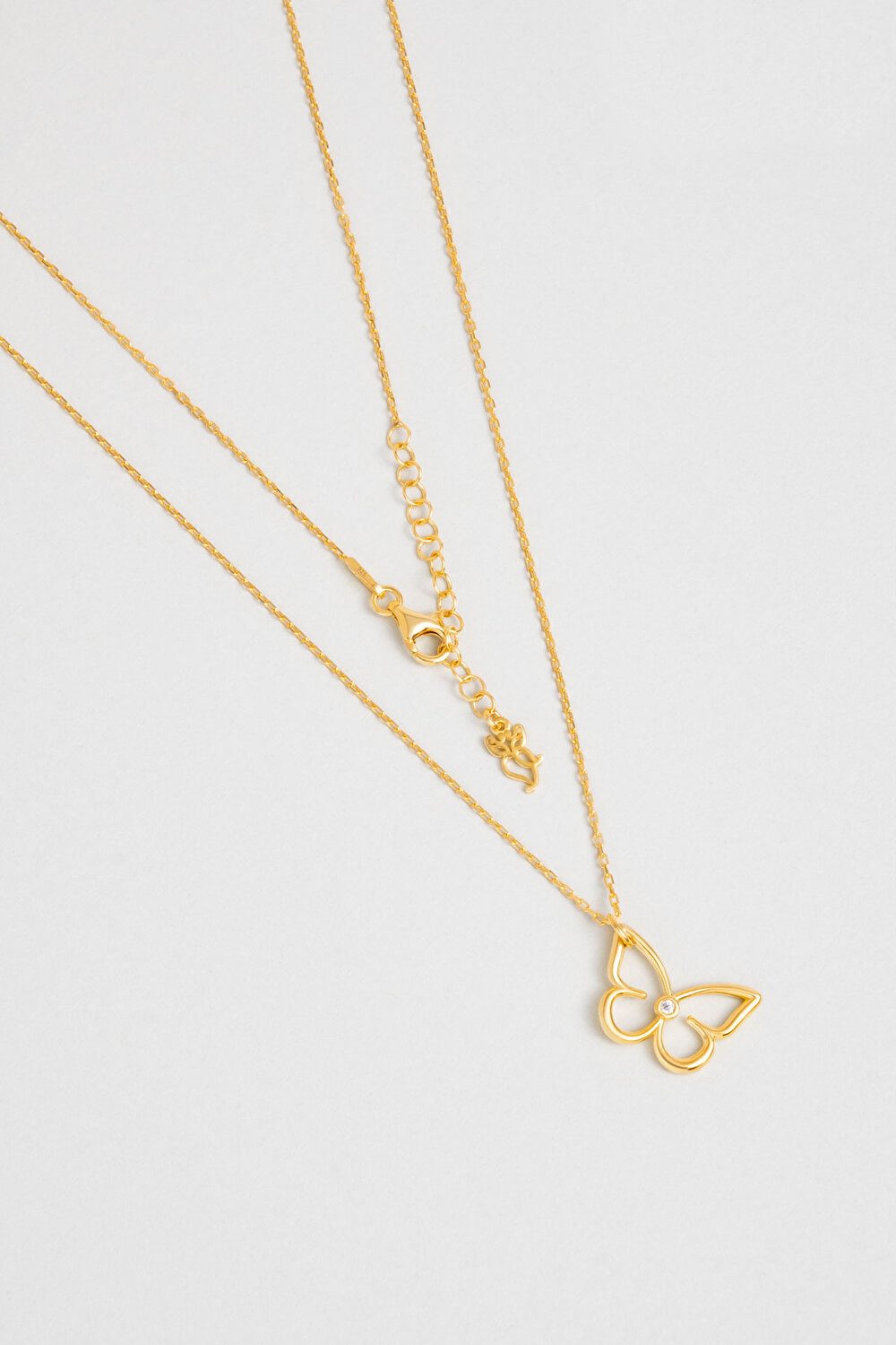 So CHIC... Collier Schmetterlingstraum 18K Gelbgold beschichtet 45 cm Silber Halskette