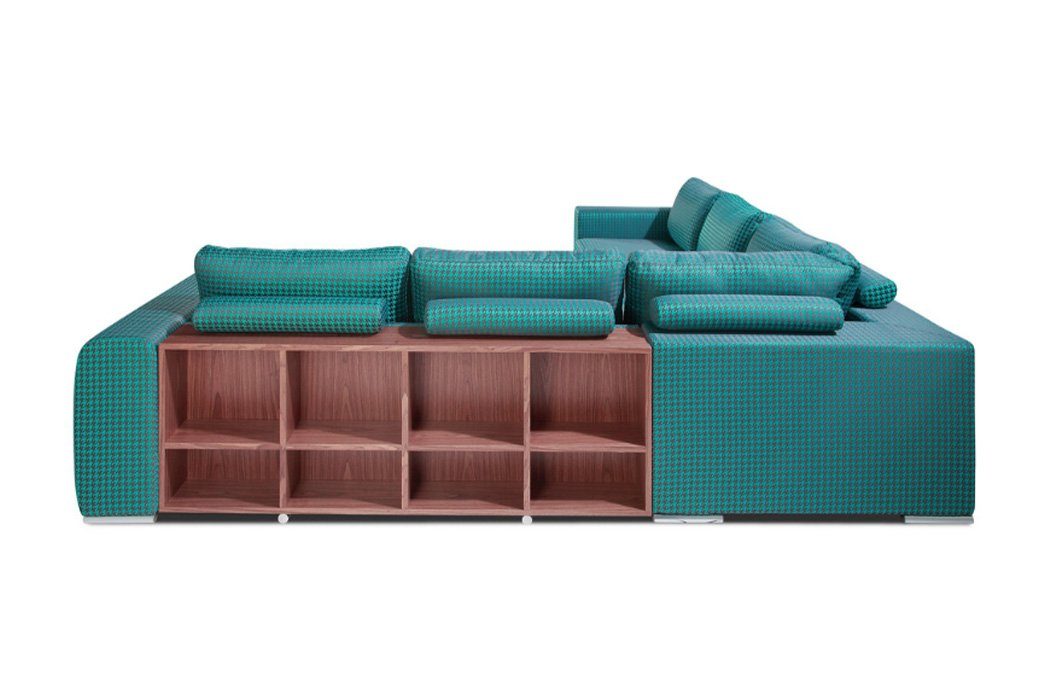 Couch Blau Wohnlandschaft Sofa JVmoebel Polster Ecksofa Ecksofa, Sitz Freistehende Regal