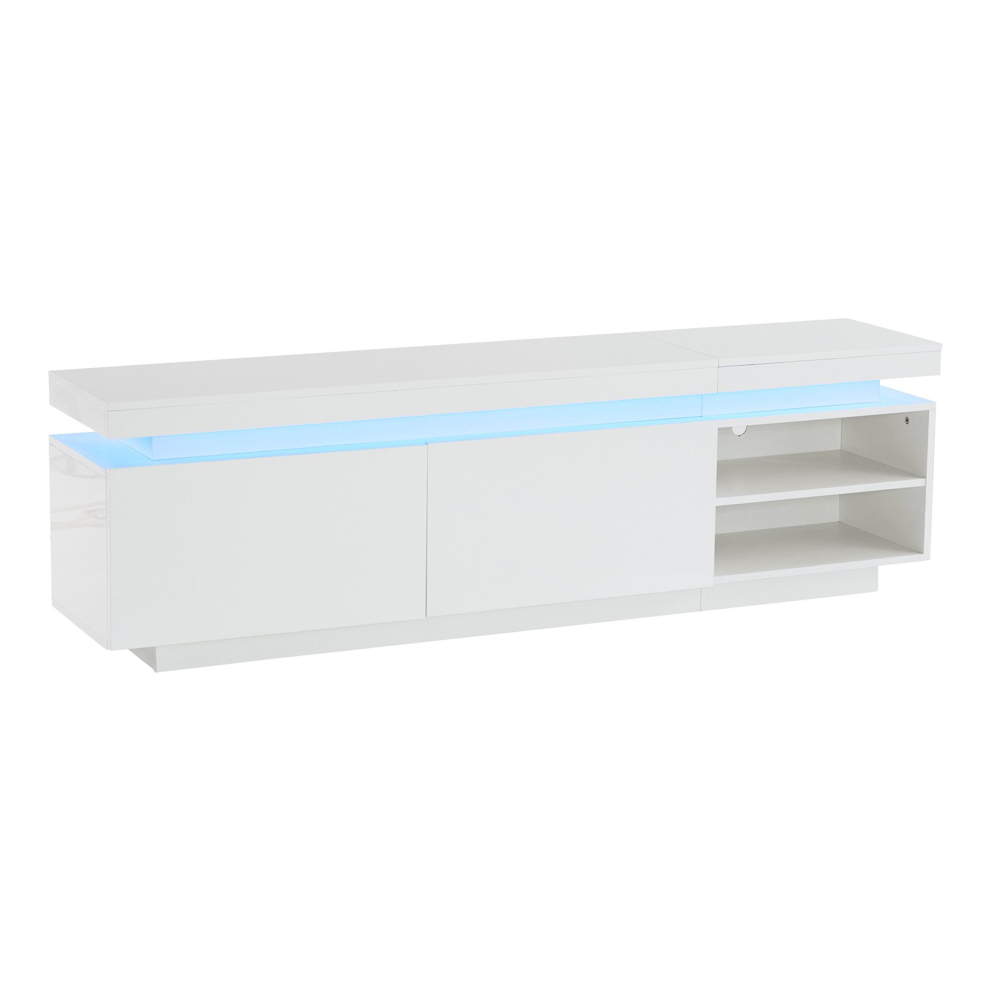 Lowboard TV-Board, Moderner Hochglanz TV-Schrank mit LED-Beleuchtung