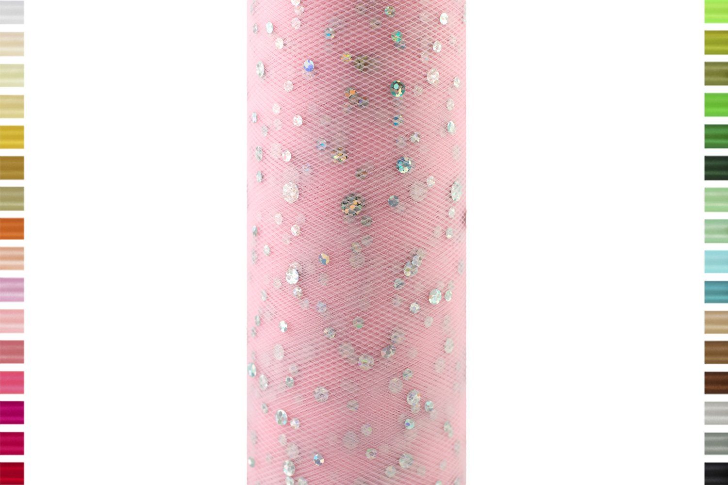 Creativery Stoff, Tüll 15cm mit Glitzer Punkten, 9 Meter