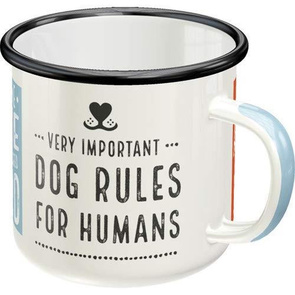Nostalgic-Art Tasse Emaille-Becher - Pfotenschild - Dog Rules