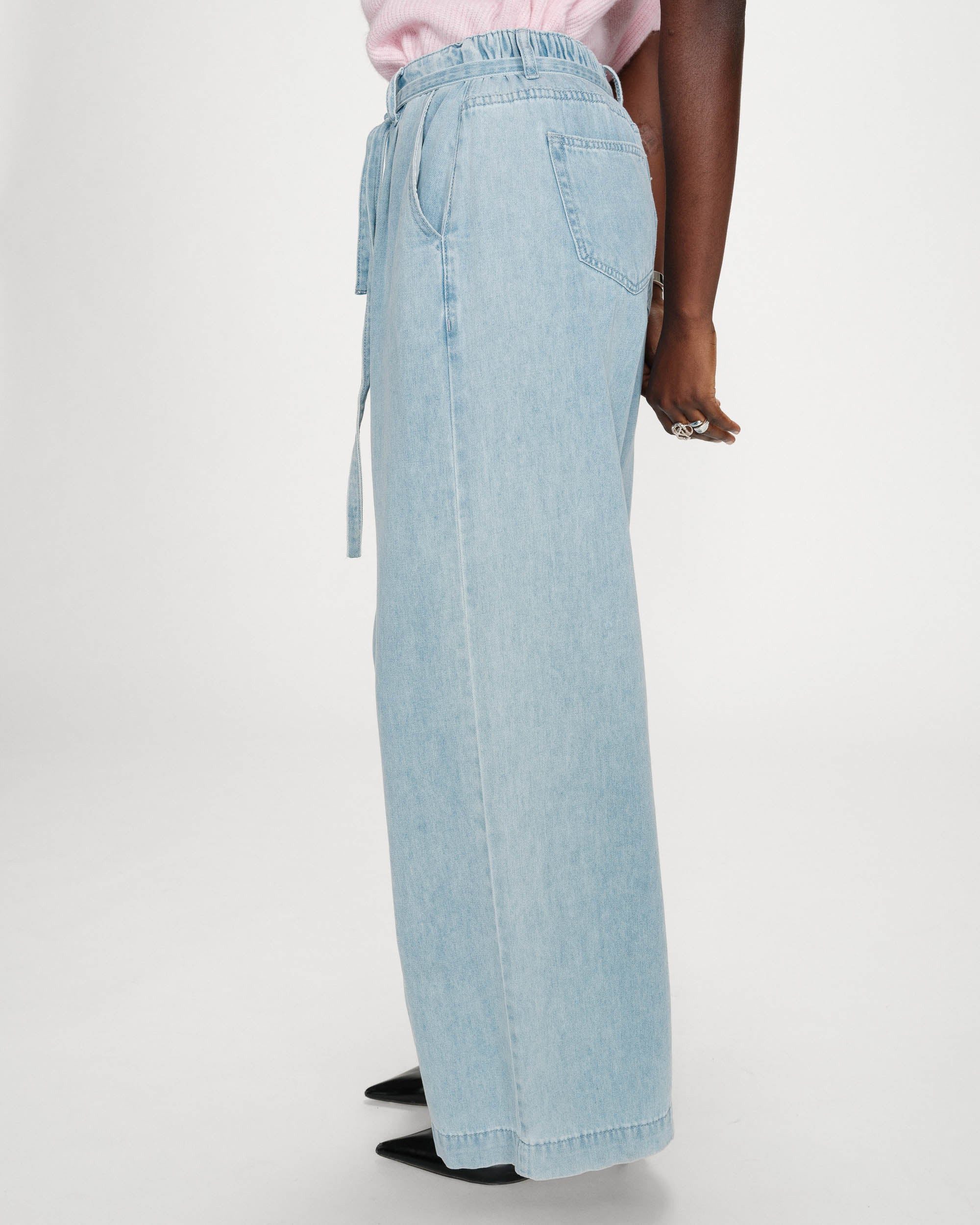 Grace & Mila Weite Jeans BAGGY HOSE TAILLE ELASTIQUE POMPOM - Baggyjeans - Damenhose