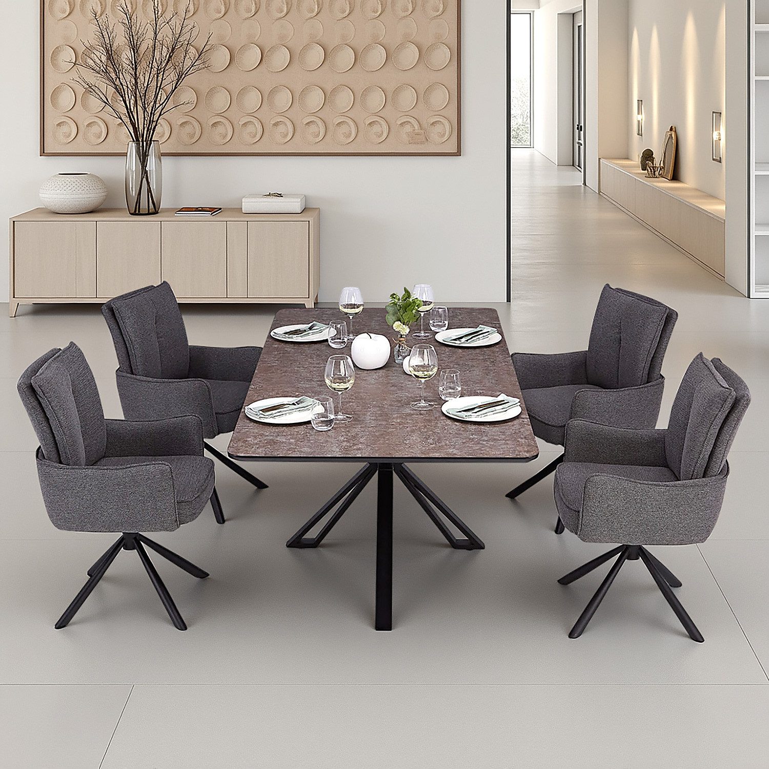 Homestyle4u Essgruppe Esstisch 200x100 Vintage edel günstig online kaufen