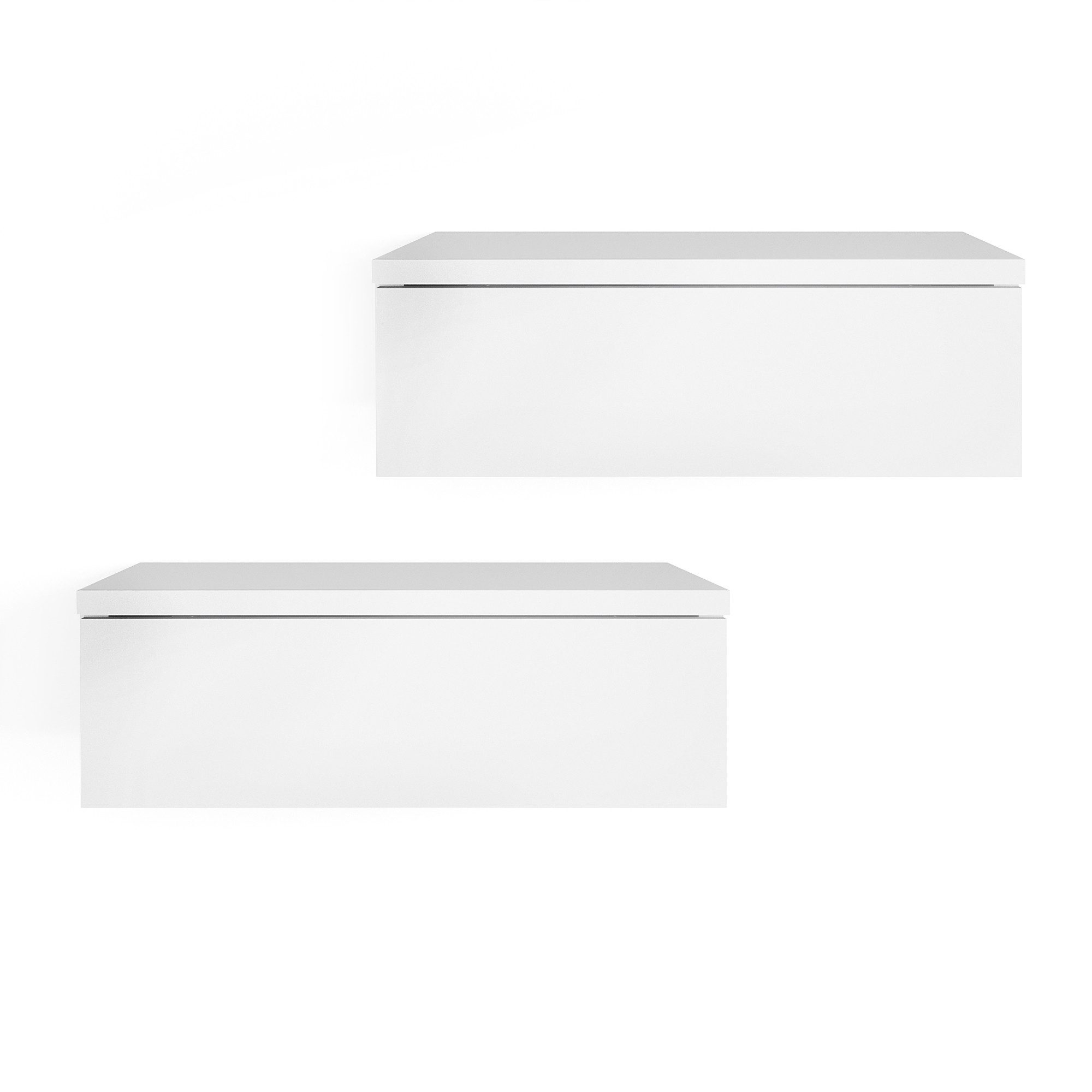 KOMTO Wandregal mit Schublade 2er Set Nachttisch Wandschublade Monaco 2 pcs, Wandschublade Nachtschrank Hängend, Monaco 46 x 30 x 15 cm