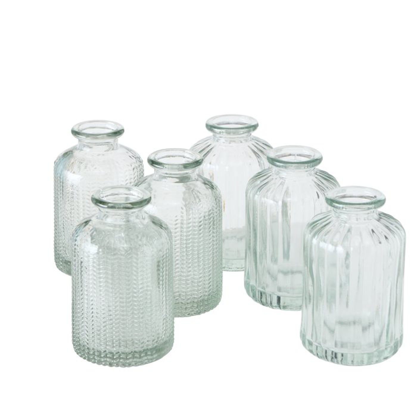 BOLTZE Dekovase Dekovase im 6er Set aus Glas mit Relief Optik - Transparent