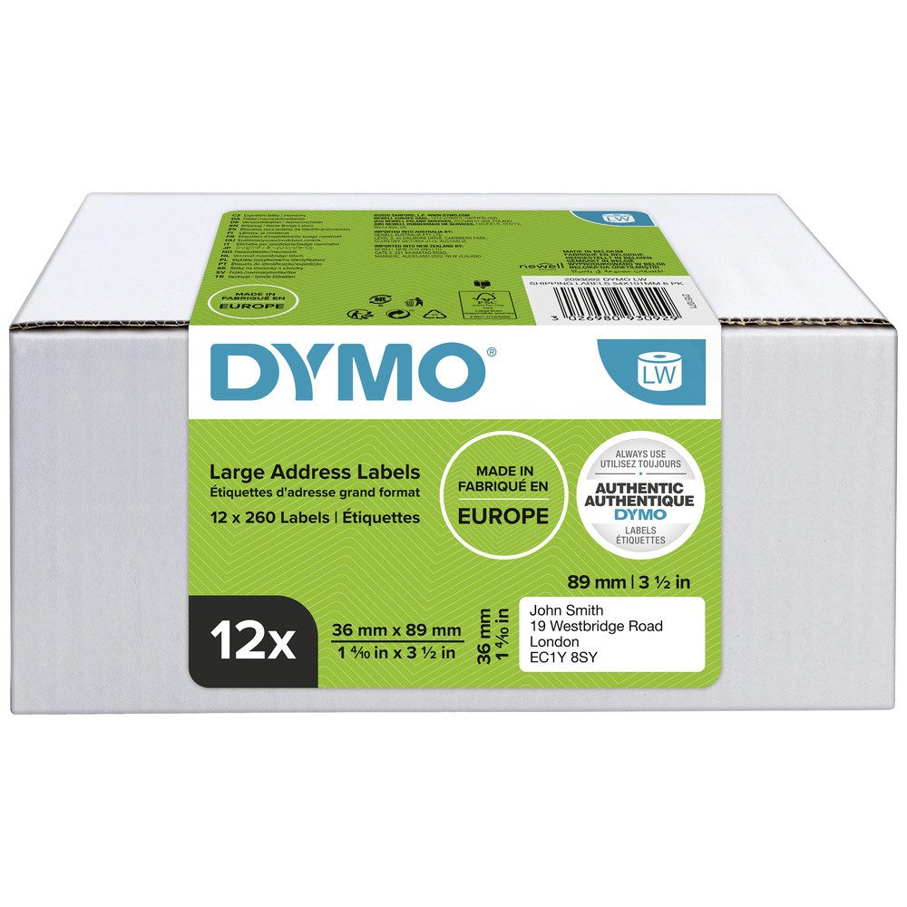 DYMO Etiketten DYMO Etiketten Rolle Kombi-Pack 2093093 2093093 89 x 36 mm Papier Weiß