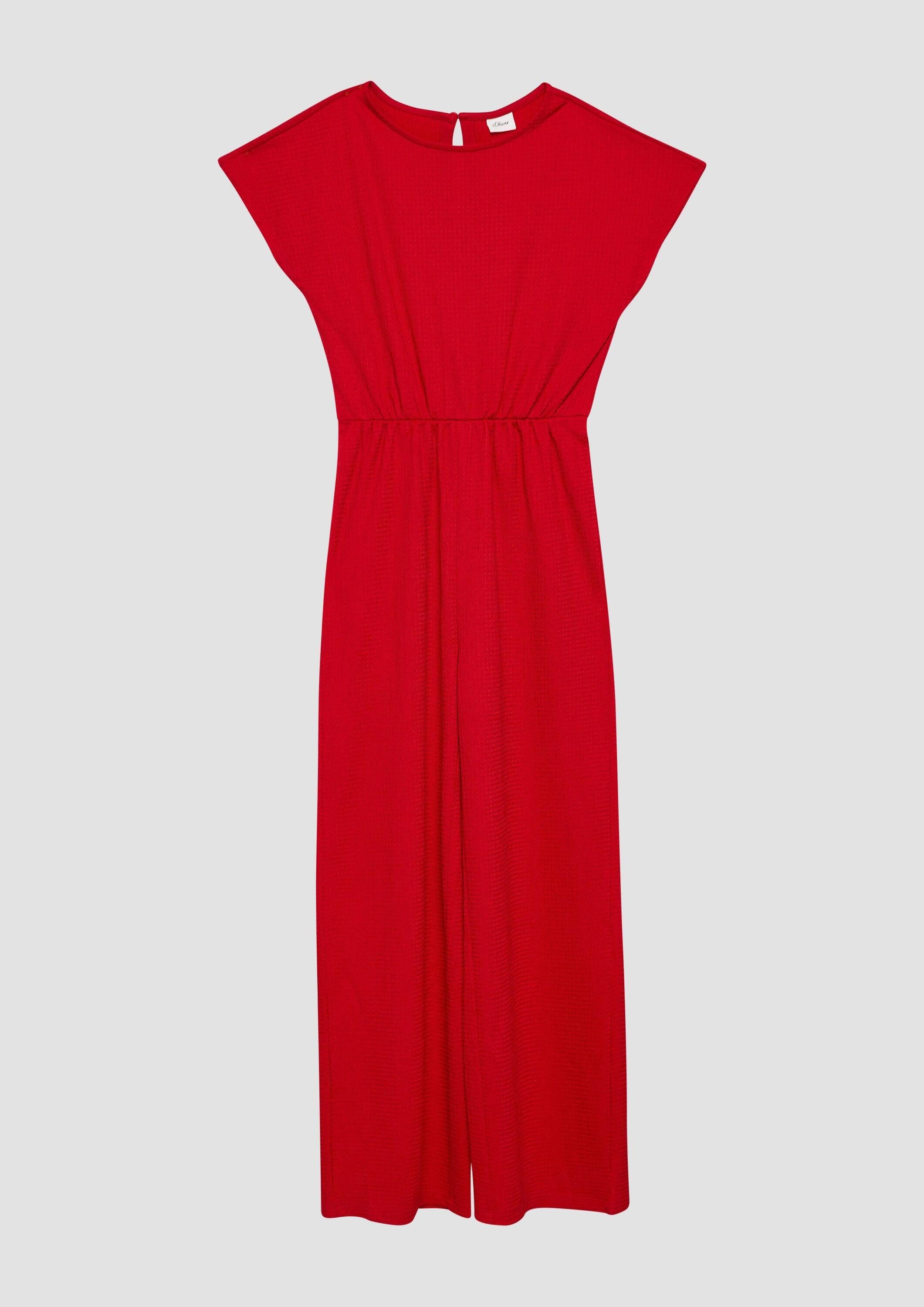 s.Oliver Jumpsuit Overall Jumpsuit mit Wide Leg mit Crêpe-Struktur (1-tlg)