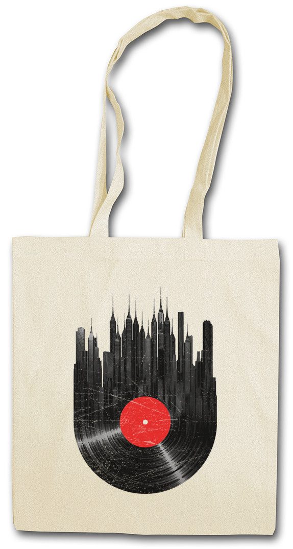 Beuteltasche Recordl City Stofftasche Schallplatte Club Disco Retro Music Collector