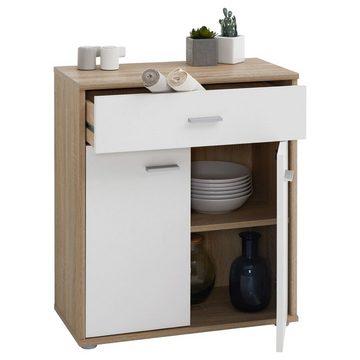 CARO-Möbel Highboard TOMMY, Kommode Sideboard Schrank Anrichte Sonoma Eiche / weiß mit Schublade D