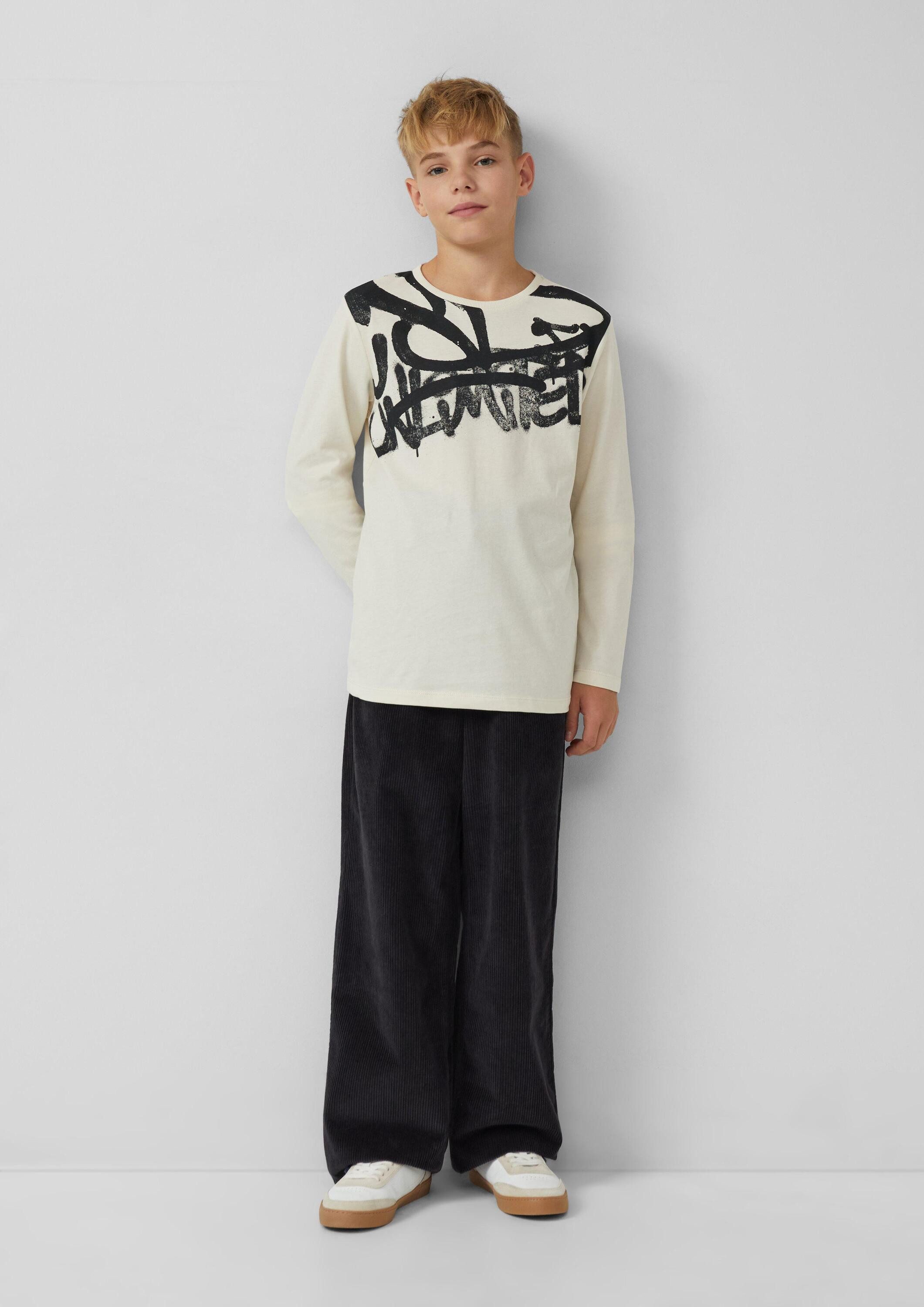 s.Oliver Langarmshirt T-Shirt Longsleeve mit Graffiti-Print