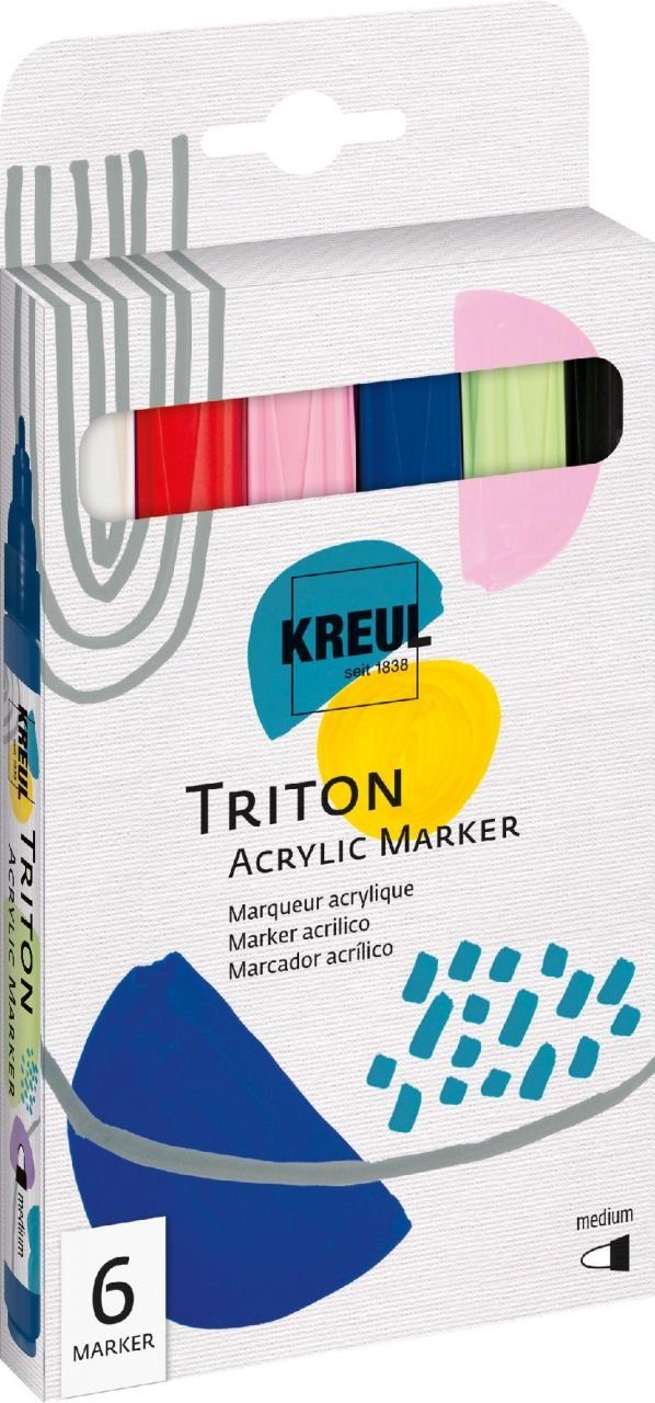 Kreul Flachpinsel Kreul Triton Acrylic Marker medium 6er Set