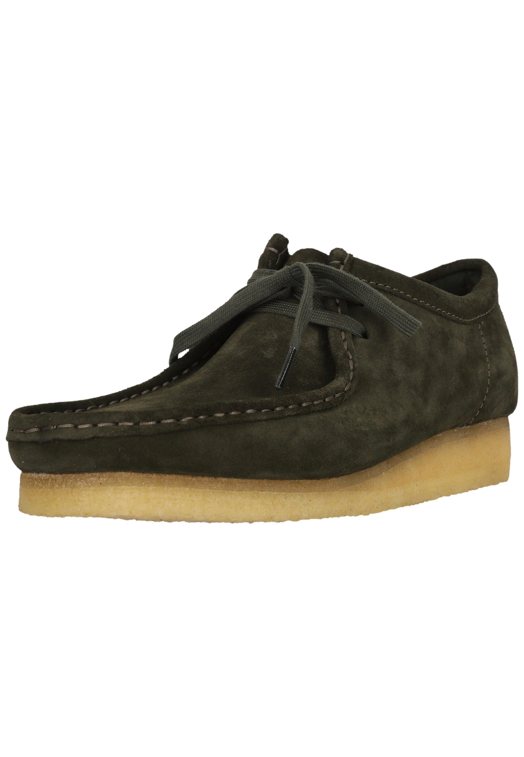 Clarks Wallabee Forest Green Sde Schnürschuh mit ikonischer Sohle